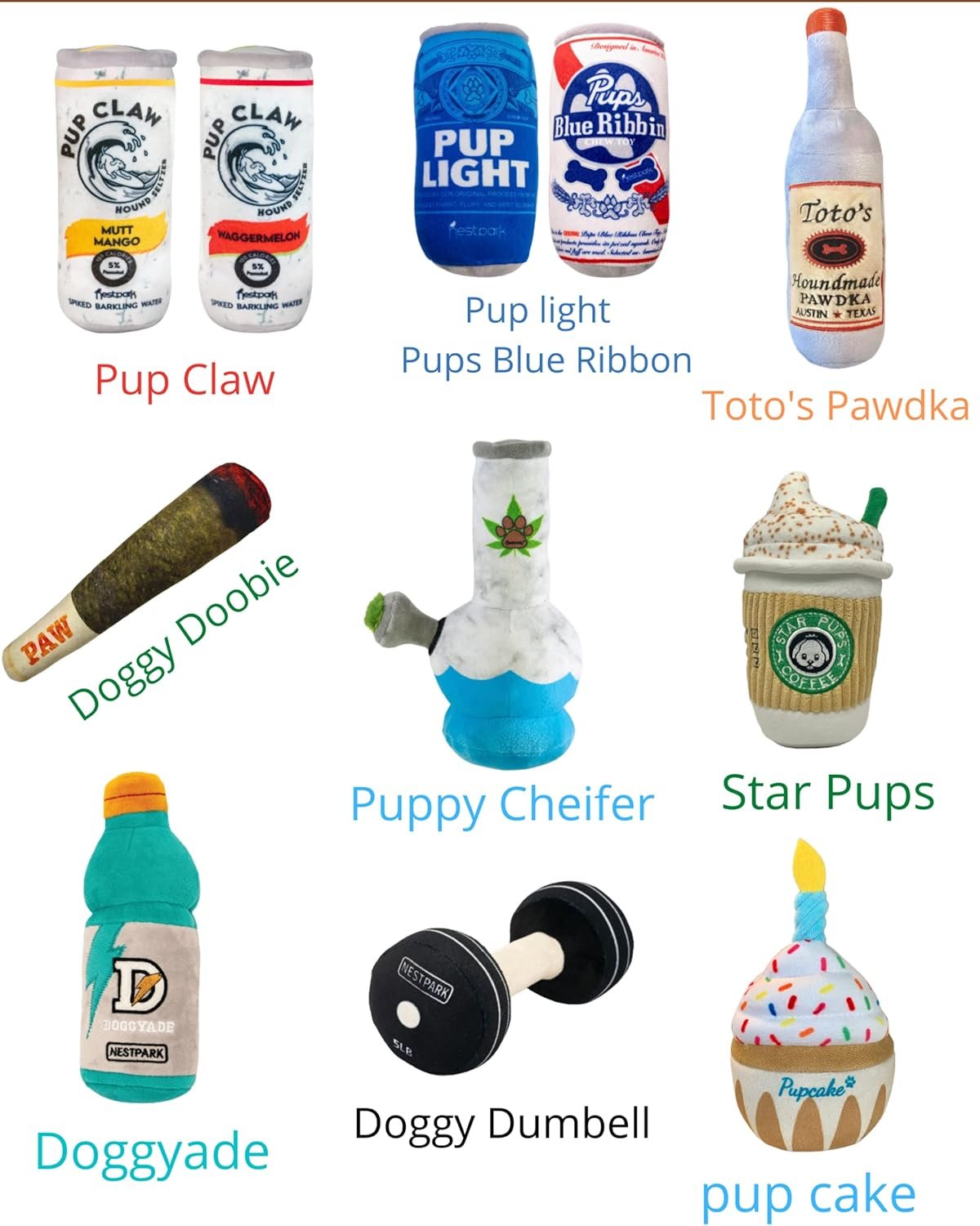 Nestpark Chill Pup Funny Dog Toy - Parody Plush Squeaky Crinkle Dog Toy - Image 8