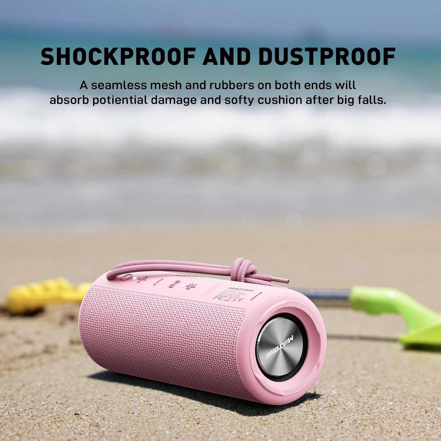 MIATONE Outdoor Portable Bluetooth Speakers Wireless Speaker Waterproof - Pink - Image 4