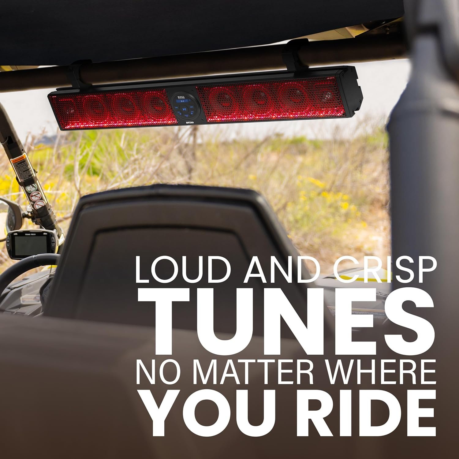 BOSS Audio Systems BRT36RGB ATV UTV Sound Bar - 36 Inches Wide, 4 inch Speakers, Full Range, 1 Inch Tweeters, IPX5 Weatherproof, Bluetooth, Built-in Amplifier, USB Port, Multicolor Illumination - Image 5