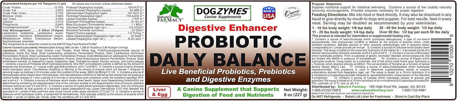 Dogzymes Probiotic Daily Balance - Supplies Nutritional Support and Live microorganisms for intestinal Well-Being as Well as enzymes for Proper Digestion. (8 Ounce) - Image 3