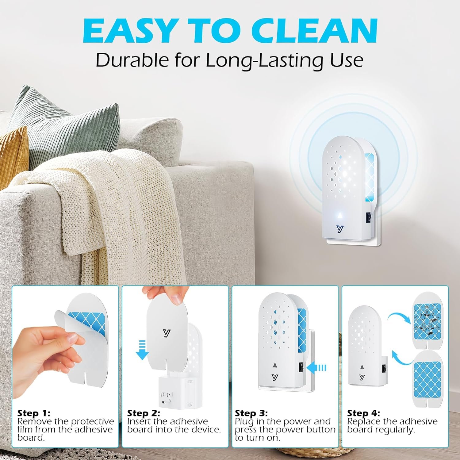 Electronic Flying Insect Trap 2 Pack Plug in Flea Mosquito Fly Catcher Gnat Moth Bug Killer with Night Light UV Attractant and Sticky Boards for Home Office Garage - Image 7