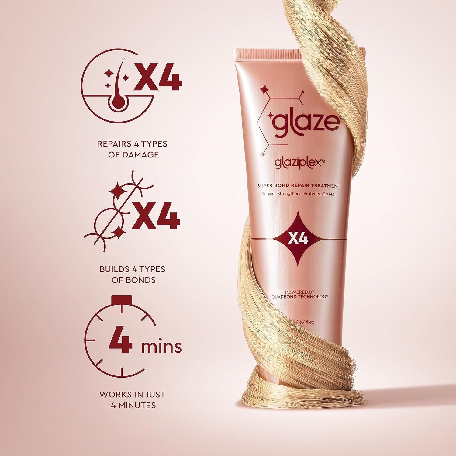 Glaze Sheer Glow Transparent Clear Conditioning Super Gloss 6.4 fl.oz & GlaziPlex Super Bond Repair Hair Treatment, 120ml. 4-in-1 Deep Conditioning Hair Mask - Image 7