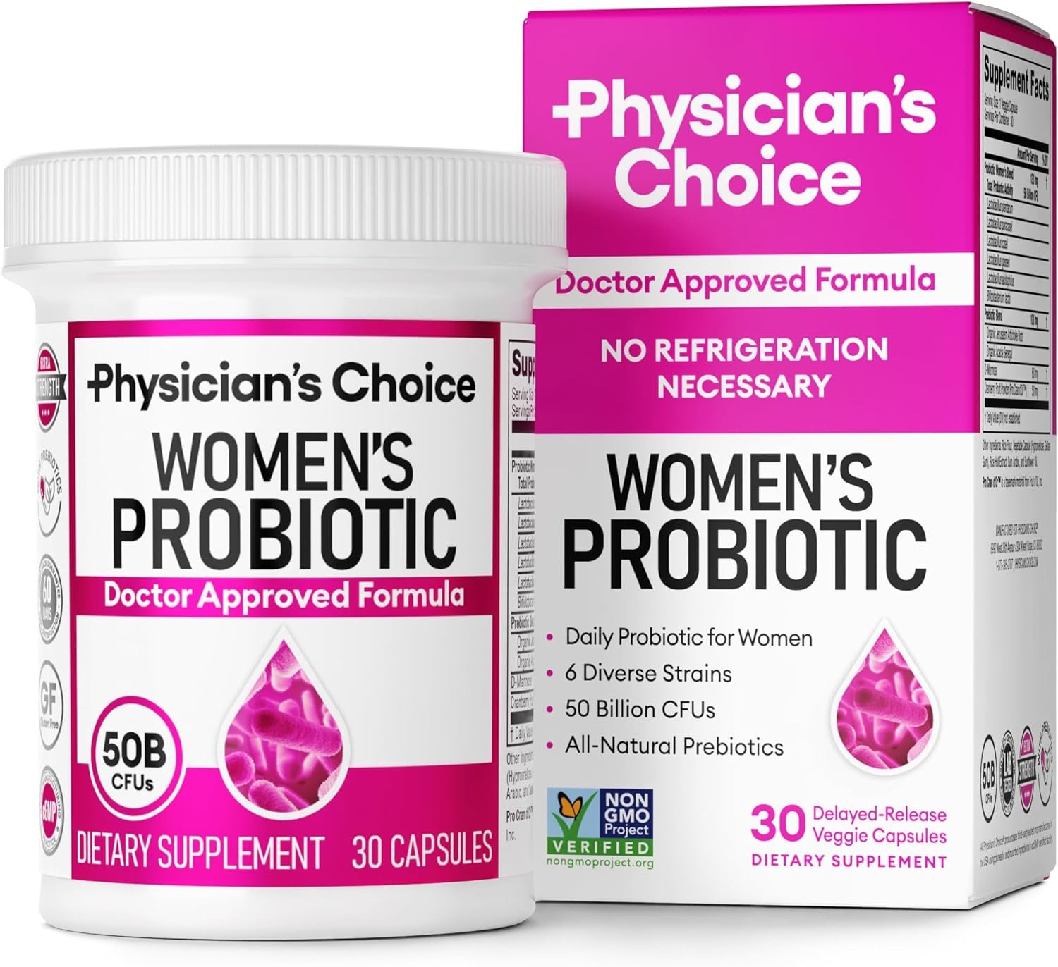Physician's Choice Probiotics for Women - PH Balance, Digestive, UT, & Feminine Health - 50 Billion CFU - 6 Unique Strains for Women - Organic Prebiotics, Cranberry Extract+ - Women Probiotic - 30 CT - Image 2