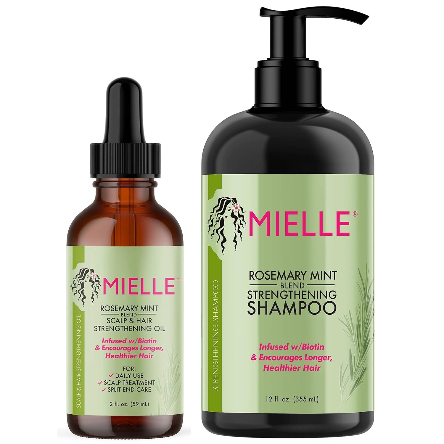 Mielle Organics Rosemary Mint Strengthening Hair Oil and Shampoo - Image 2