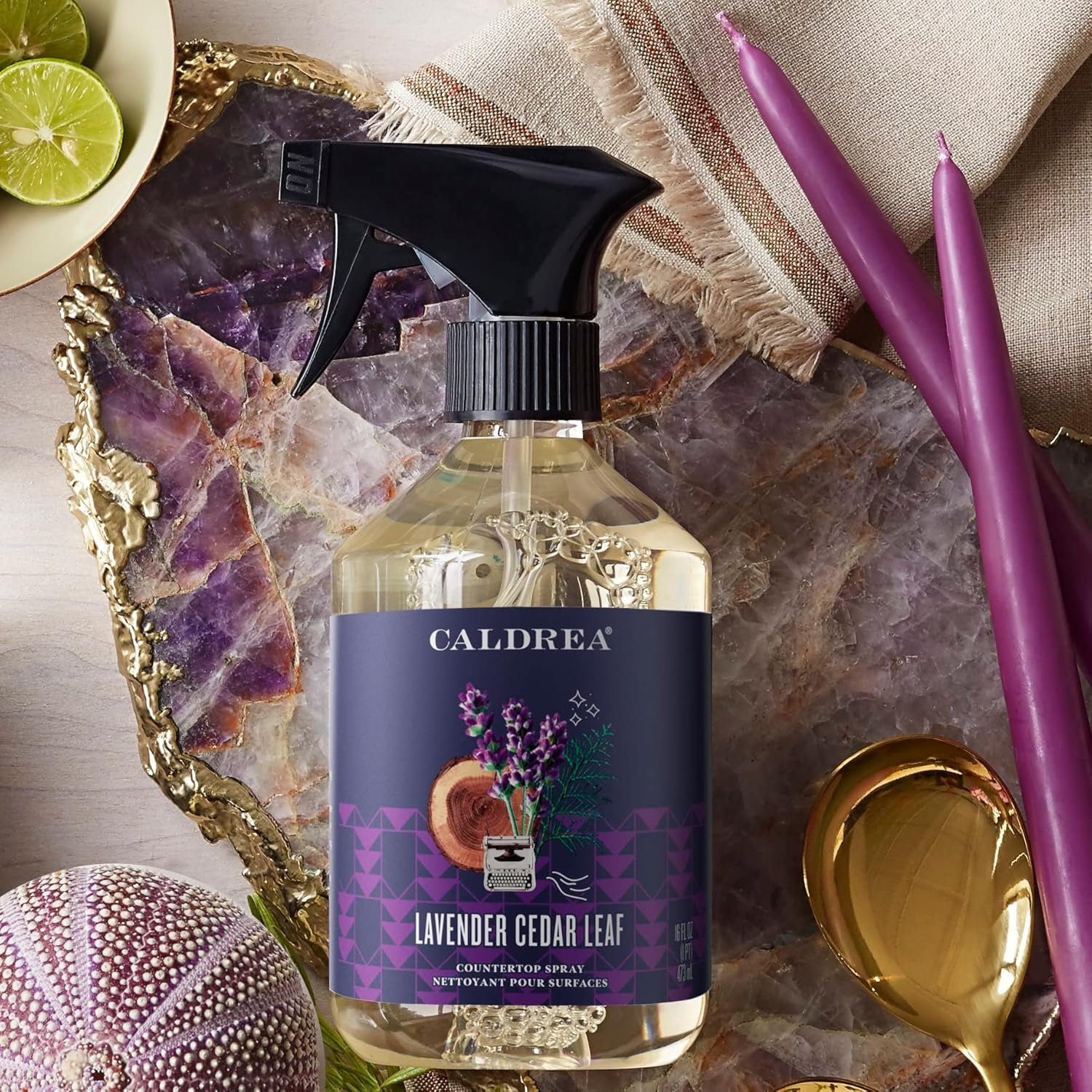 Caldrea Multi-surface Countertop Spray Cleaner, Made with Vegetable Protein Extract, Lavender Cedar Leaf, 16 oz, 3 Pack - Image 4
