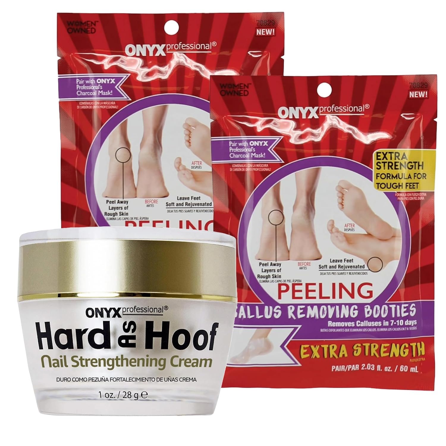 Hard As Hoof Nail Strengthening Cream & Foot Peel Mask Callus Remover (2 Pack) Dead Skin Remover - Image 2