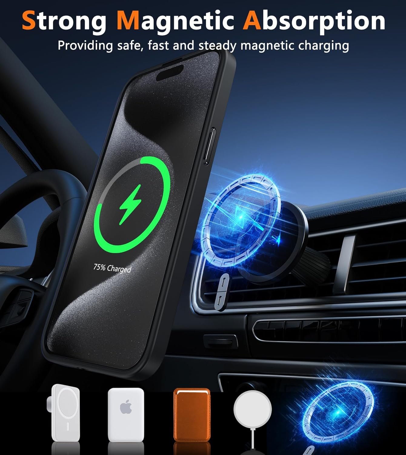 FNTCASE for iPhone 15 Pro-Max Case: Strong Magnetic Phone Case with Screen Protector | Camera Protector Translucent Matte Slim Shockproof Military-Grade Drop Protection Phone Cover (Black) - Image 5