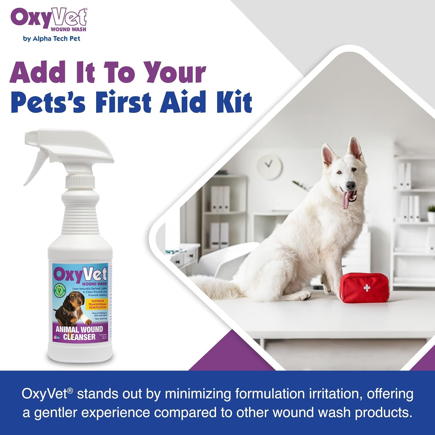OxyVet Wound Wash for Dogs | Excellent Cleansing Agent | Non-Irritating to Skin and Eyes | Wound Cleanser | Non-Staining Wound and Skin Care | 16 Fl Oz Pet First Aid Spray Bottle - Image 9