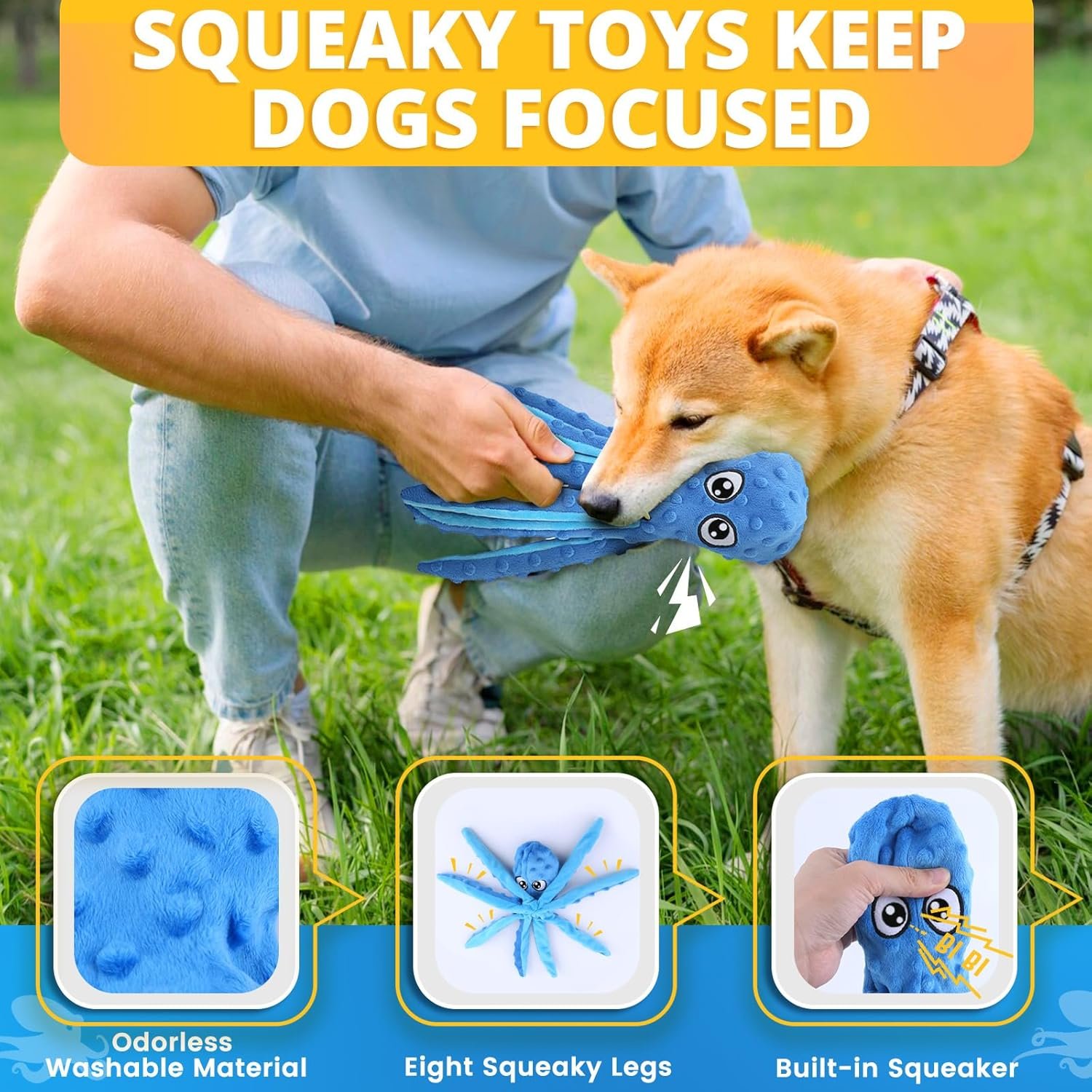 Puppy Toys 8 Pack for Small Dogs, Luxury Christmas Dog Chew Toys with Squeaky Plush Toys, Rope Toys and Ball, Teething Toys for Puppy Supplies (Blue) - Image 4