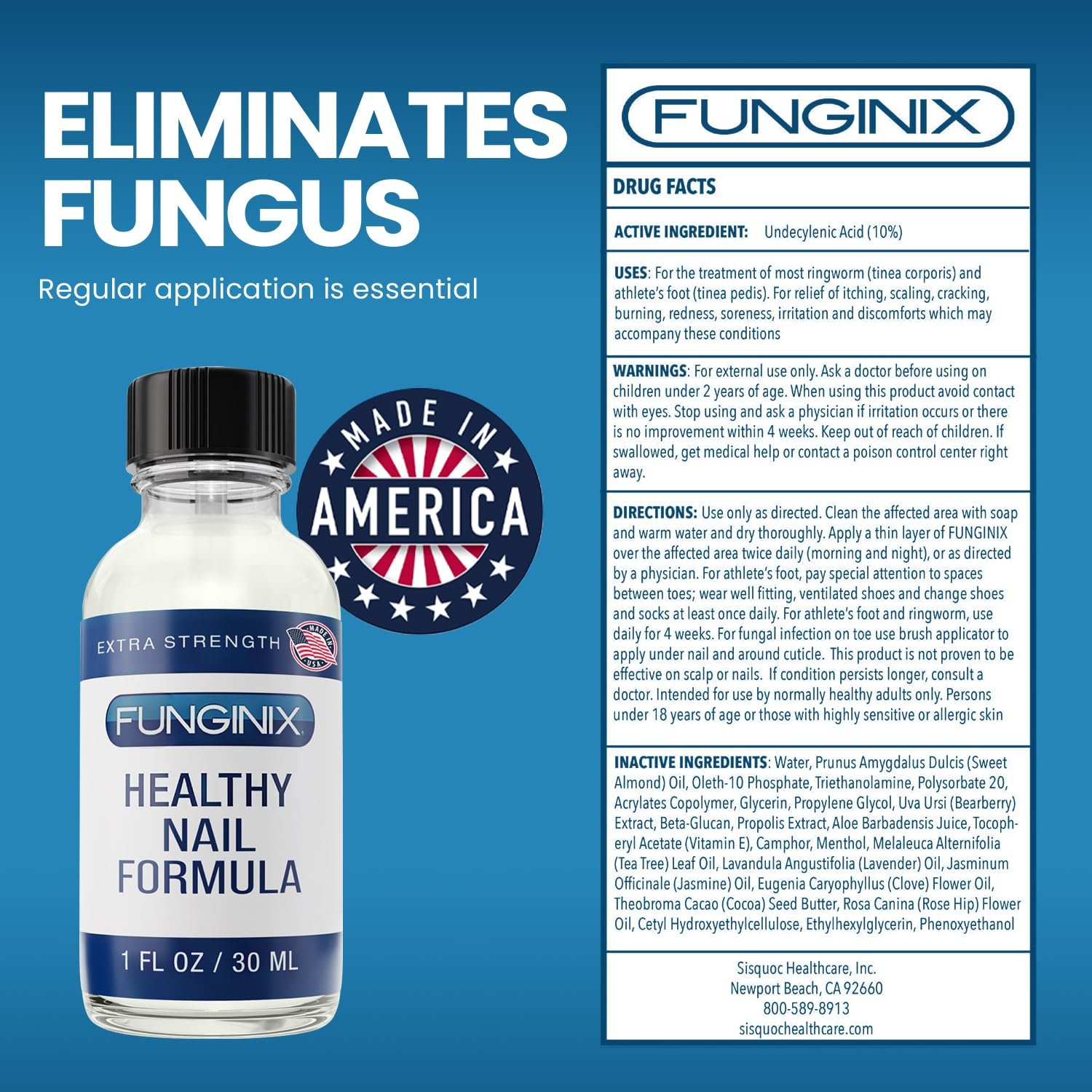 FUNGINIX Toenail Fungus Treatment - Extra Strength - Nail Fungus Treatment & Athlete's Foot Solution - Antifungal Liquid Solution - Made In the USA - 1 Bottle - (Packaging May Vary) - Image 4