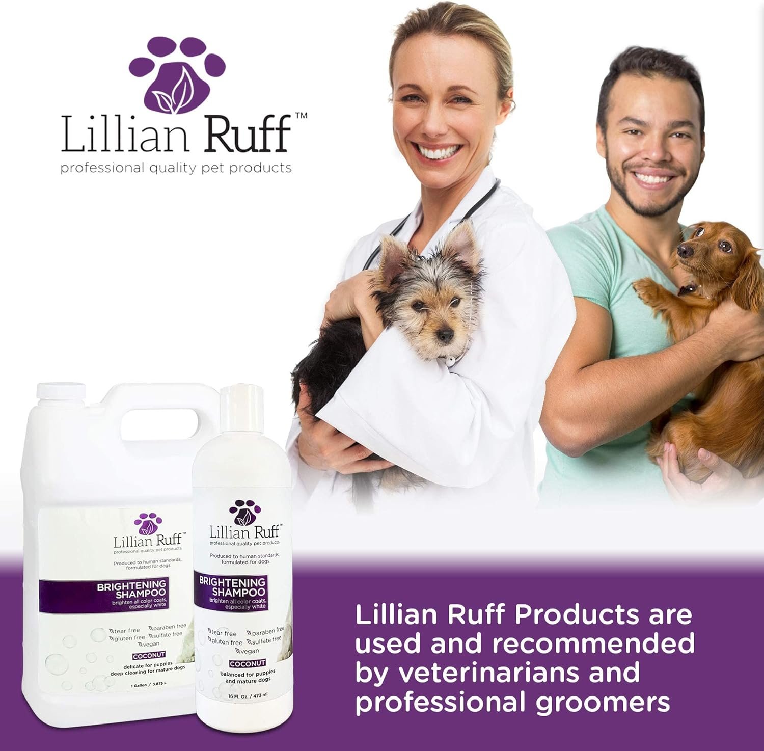 Lillian Ruff Ultra-Brightening Professional Whitening Shampoo for Dogs with Aloe & Coconut Oil for Dry Skin & Itch Relief - pH-Balanced Dog Whitening Shampoo Remove Stains, Yellowing, & Odor (16oz) - Image 7