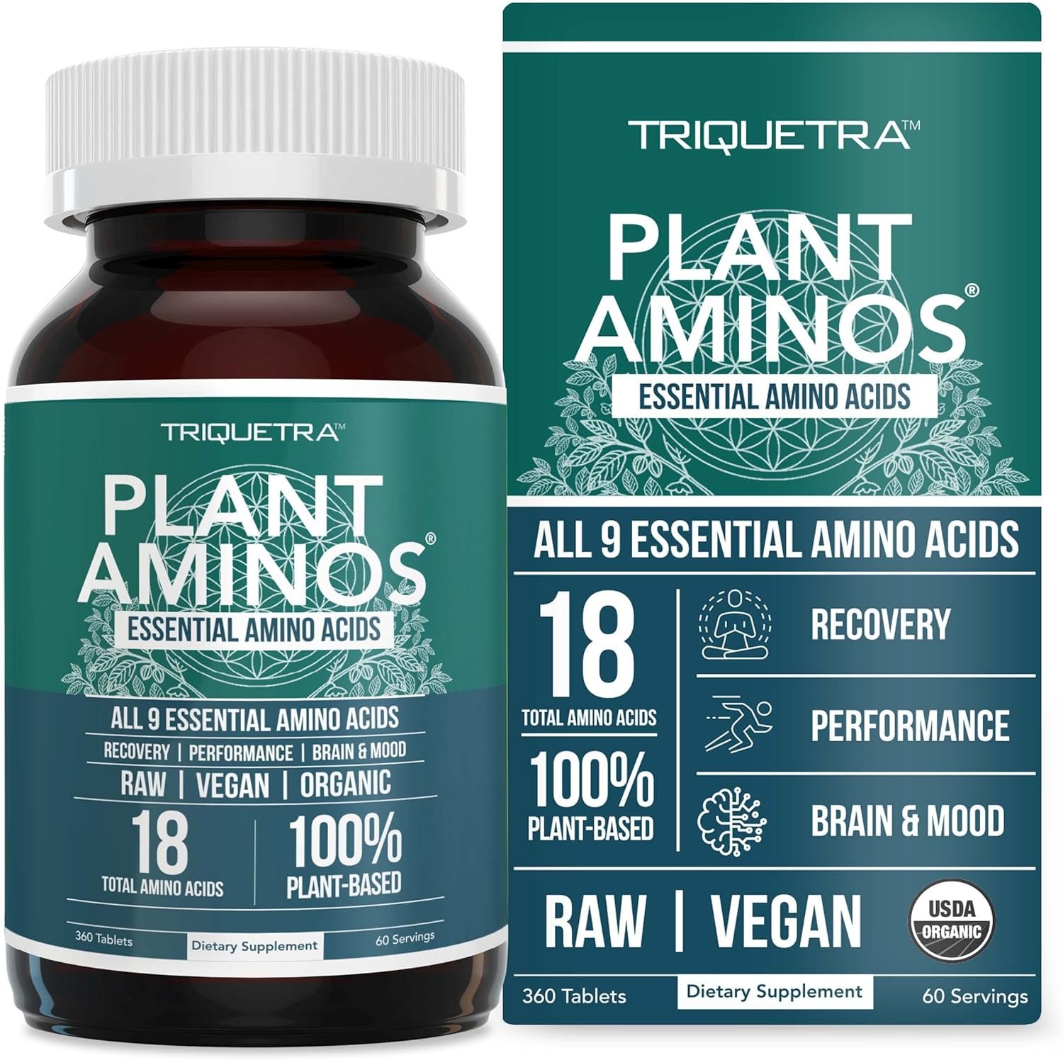 Plant Aminos Organic Essential Amino Acids (EAAs) & BCAA - 100% Plant-Based Raw, Vegan - All 9 Amino Acids with 18 Total Amino Acids (360 Tablets) - Image 2