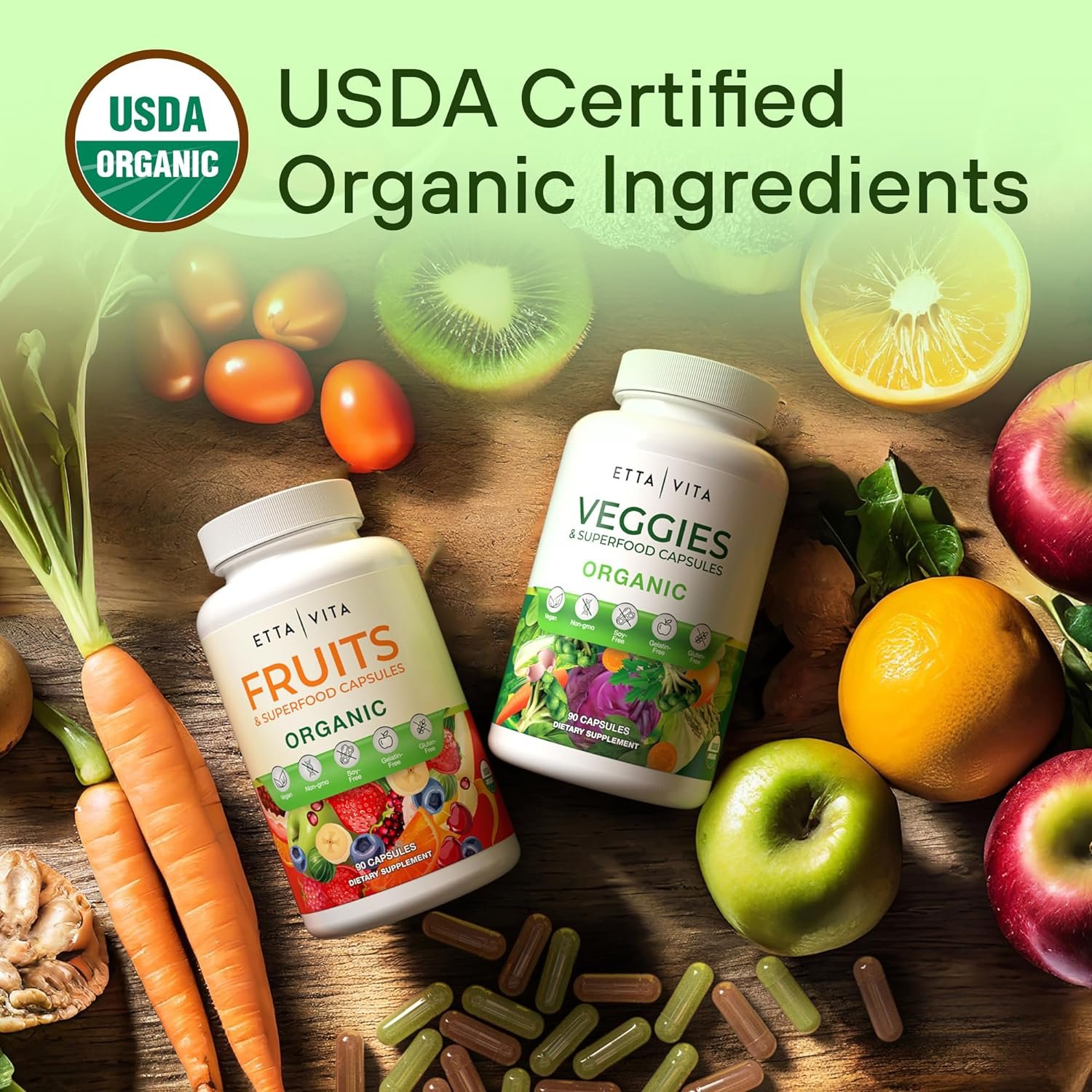 100% Organic Fruits and Veggies Supplement (USDA Organic - Made in USA) 180 Potent Fruits and Vegetable Capsules for Energy Boost & Daily Fruit and Vegetable Vitamins - Vegan, Non-GMO, Gluten-Free - Image 7