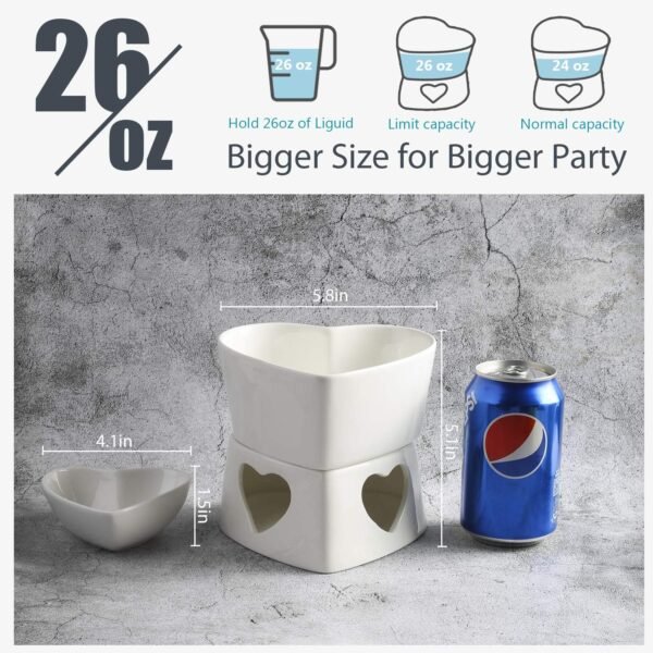 [Bigger and Improved] Zen Kitchen Fondue Pot Set, Glazed Ceramic Fondue Set for Chocolate Fondue or Cheese Fondue Set - Image 7