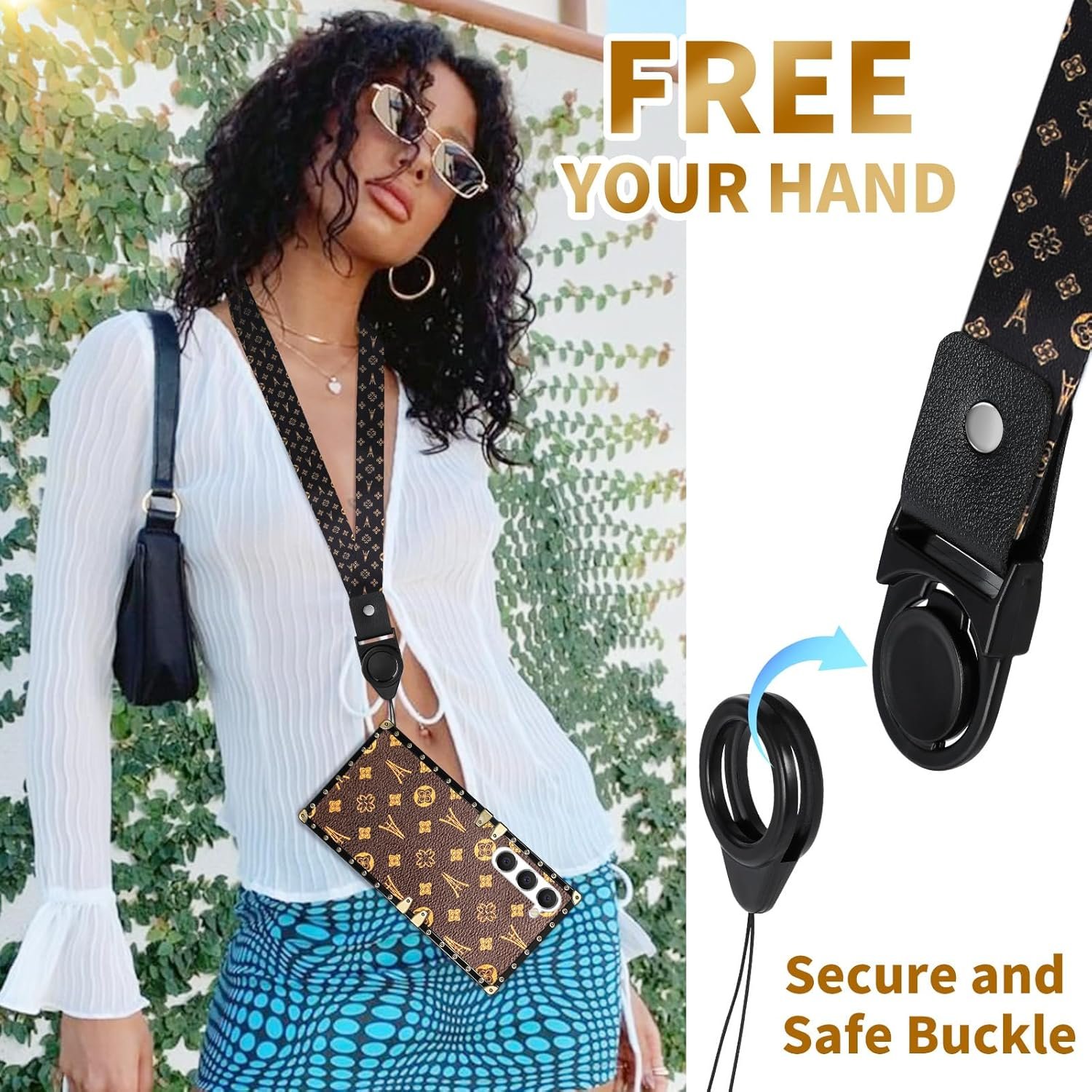 Loheckle for Samsung Galaxy A14 5G Case for Women, Designer Cases for Samsung A14 5G Case with Ring Stand Holder and Lanyard, Stylish Tower Luxury Cover for Galaxy A14 5G 6.6 Inch - Image 5