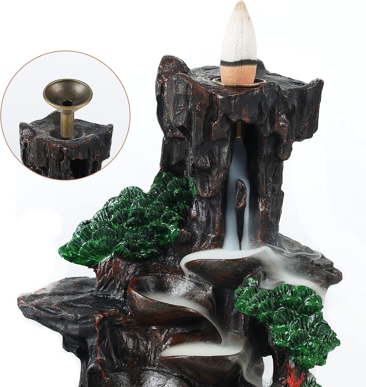SOLEJAZZ Backflow Incense Burner Waterfall/Mountain Tower Incense Holders, with 120 Backflow Incense Cones, 30 Incense Sticks, Home Decor Aromatcherapy Ornamen - Image 4