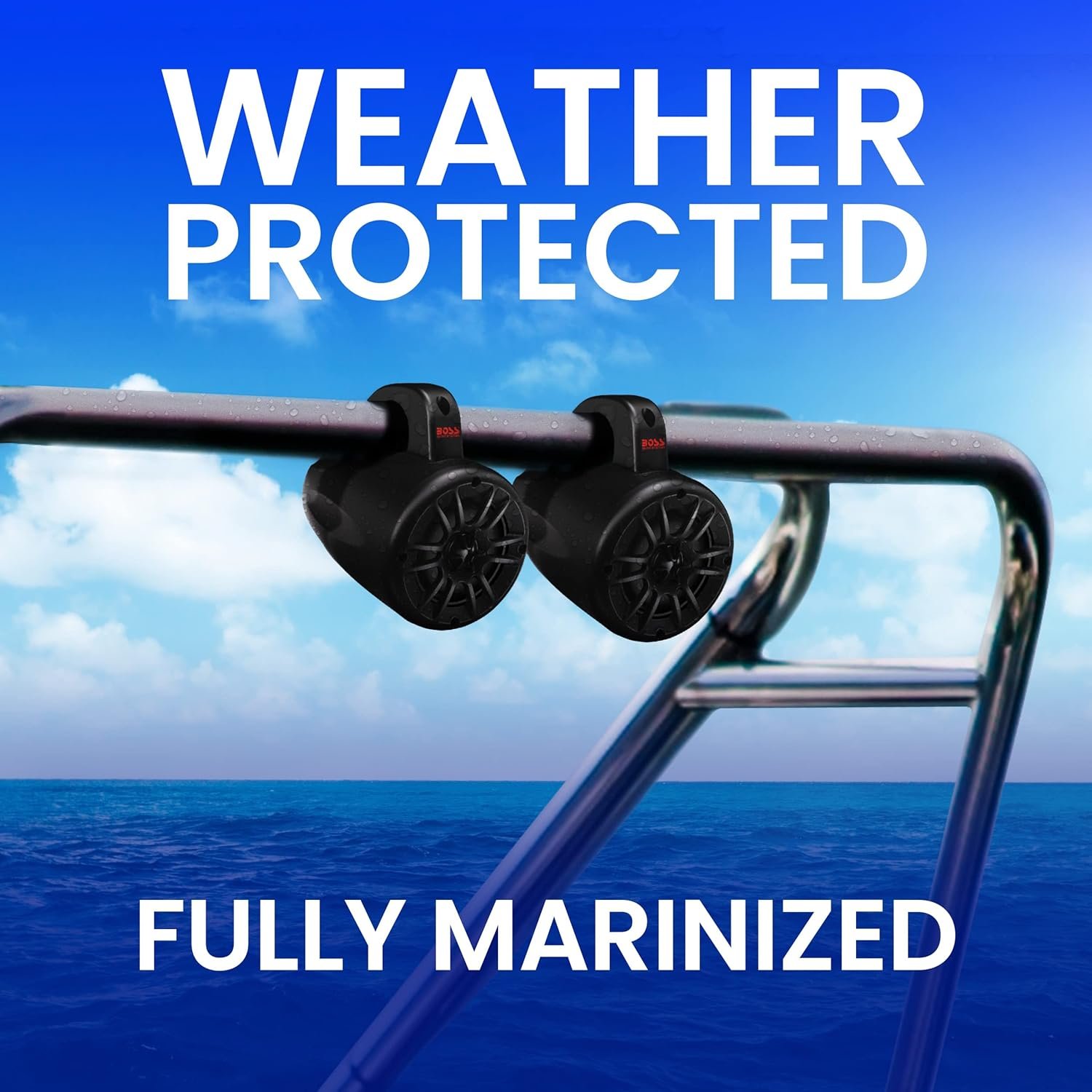 BOSS Audio Systems MRWT40 ATV UTV Marine Weatherproof Waketower System - 4 Inch Stereo Speakers, Full Range, 2 Way, Tweeters, IPX5 Rated, Sold in Pairs, Wake Tower For Boat - Image 6