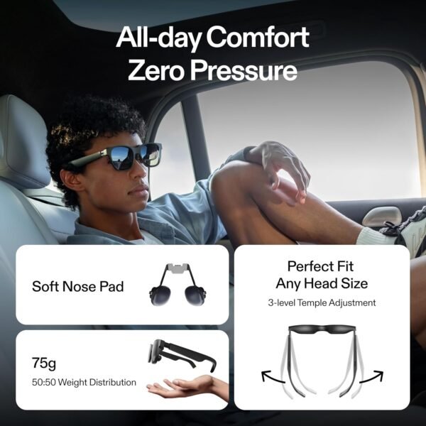 XREAL Air 2 Pro AR Glasses|46° FOV, 130" 120Hz HD Display, True Colors, Cinematic Sound, All-Day Comfort. Compatible with iPhone 15, Steam Deck, ROG, Mac, PC, Android & iOS - Image 8
