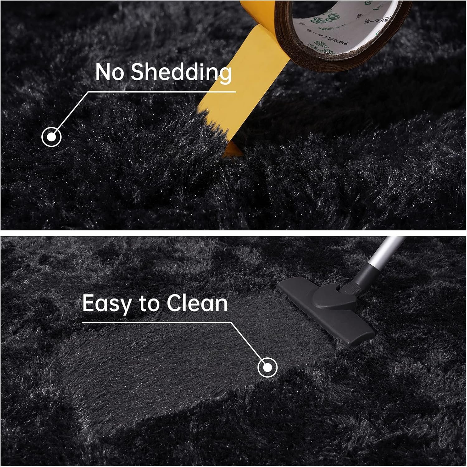 Toneed Fluffy Area Rug for Bedroom Living Room, 5 x 8 Feet Black Shaggy Rug Super Soft Modern Indoor Rug Fuzzy Plush Carpet for Dorm Nursery Kids Room Home Decorative - Image 7