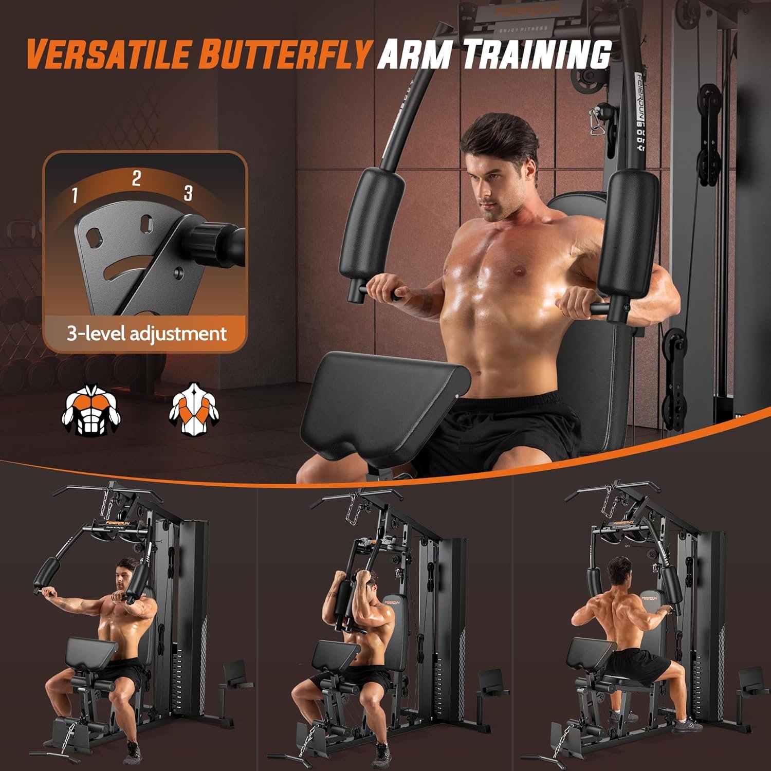 FEIERDUN Home Gym Equipment, Multi-Functional Workout Equipment with 154LBS Weight Stack, for Leg Press, LAT Pull Down, Chest Presses - Image 10