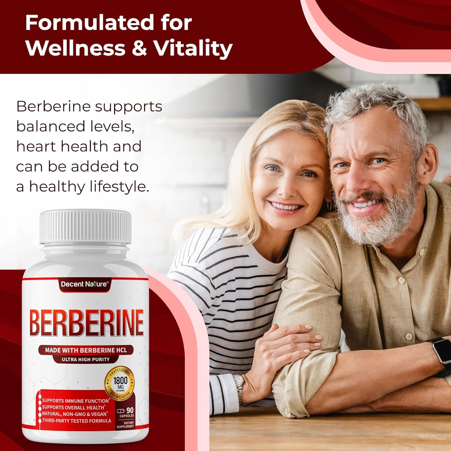 Berberine Supplement 1800mg - Premium Berberine HCl 97% High Purity Berberine Plus, Supports Immune System, High Potency Berberine Hydrochloride, Non-GMO Vegan, for Men Woman 90 Capsules - Image 8
