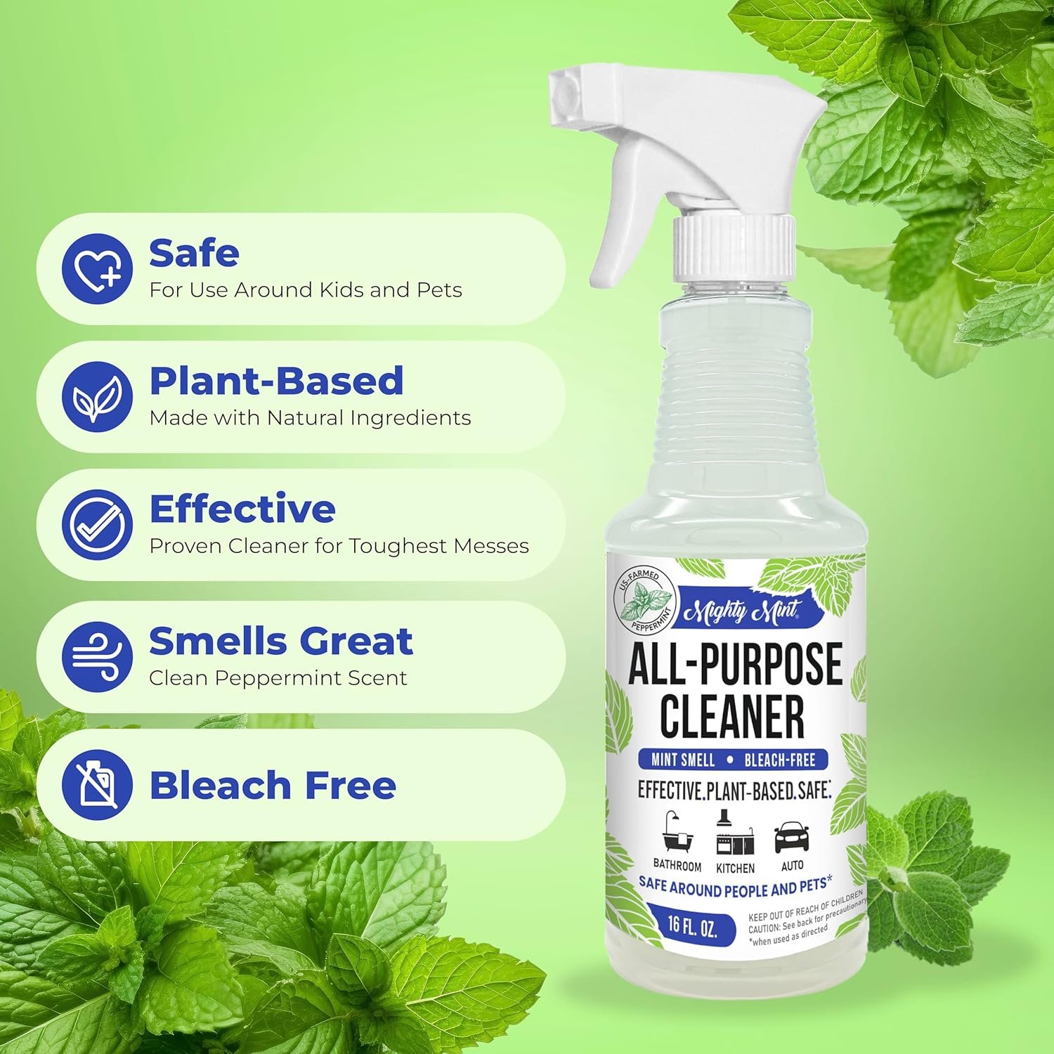 Mighty Mint All-Purpose Cleaner, Non-Toxic Spray for Home, Kitchen, Bathroom, Natural Peppermint Scent, 16oz - Image 7
