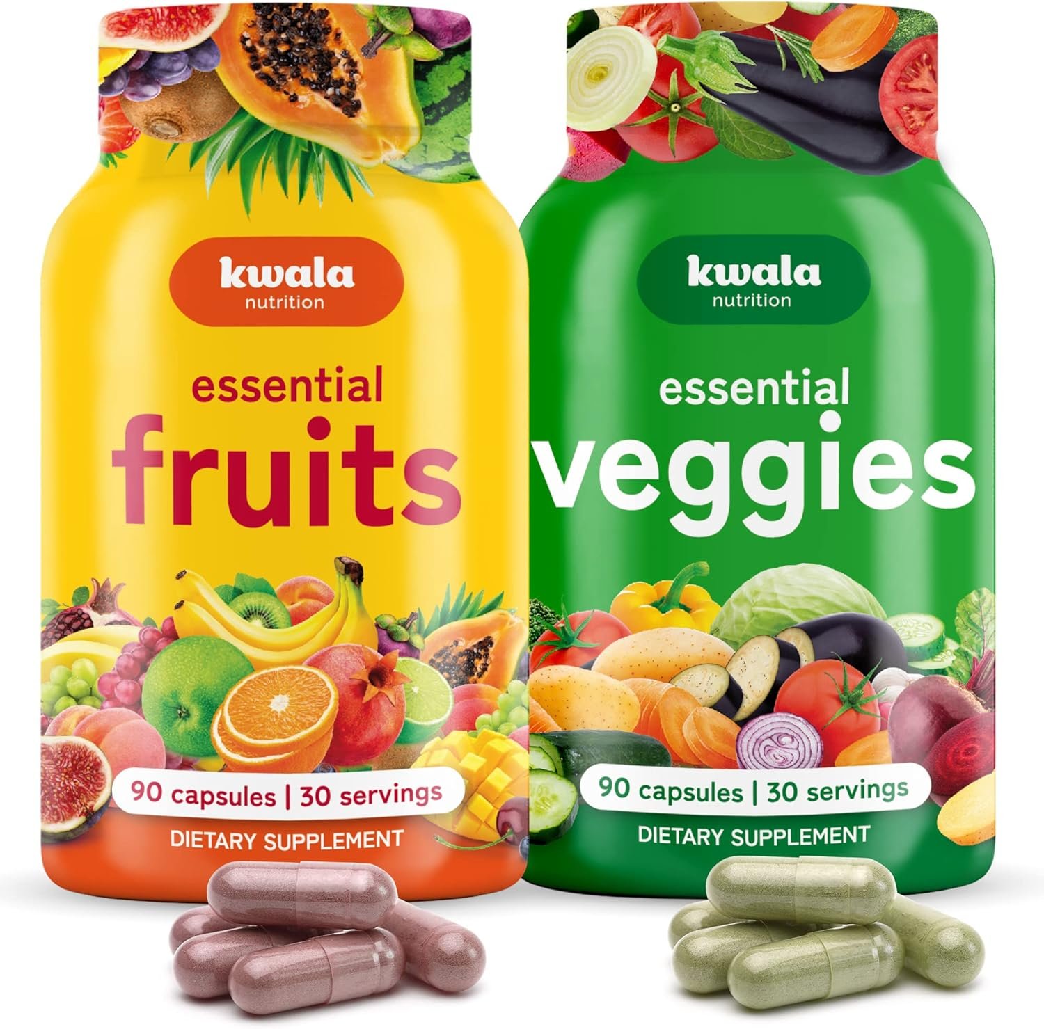 Fruit and Veggies Supplement - 90 Fruit & 90 Veggie Capsules - Fruits and Vegetables Supplements - Non GMO, Soy Free, Made in USA (Pack of 2) - Image 2