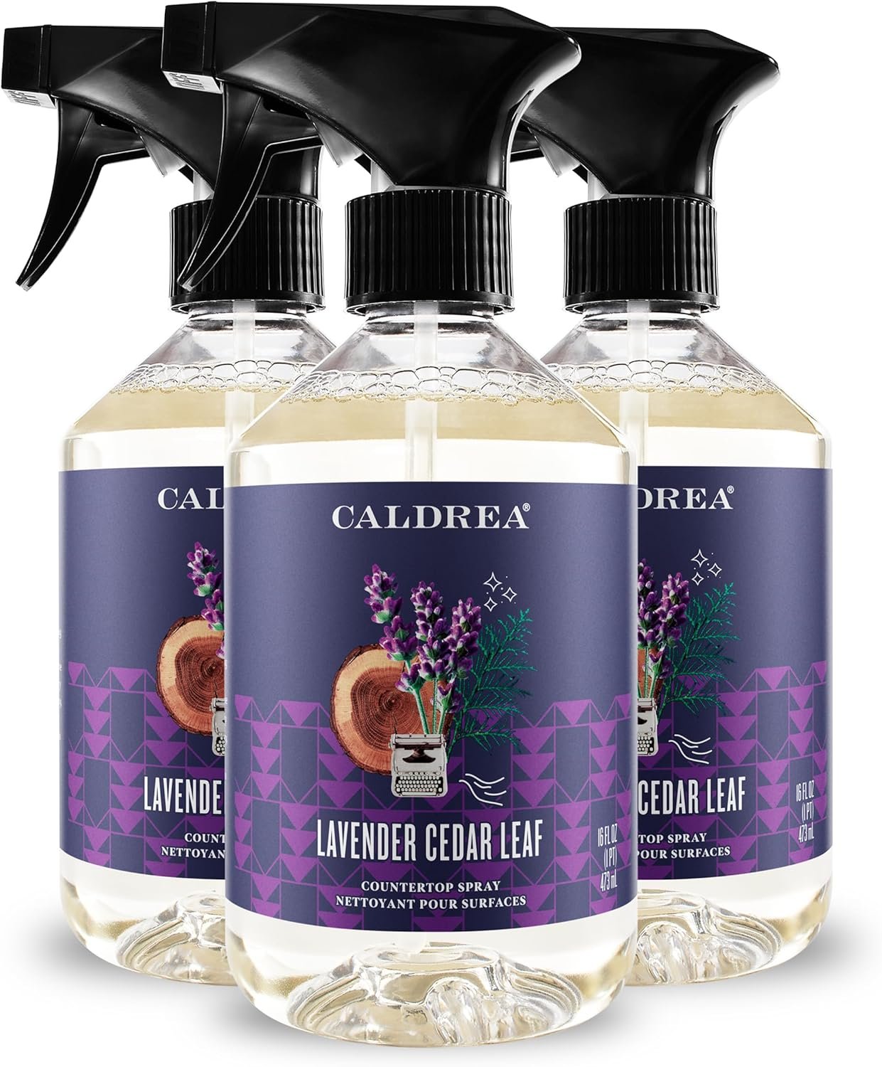 Caldrea Multi-surface Countertop Spray Cleaner, Made with Vegetable Protein Extract, Lavender Cedar Leaf, 16 oz, 3 Pack - Image 2