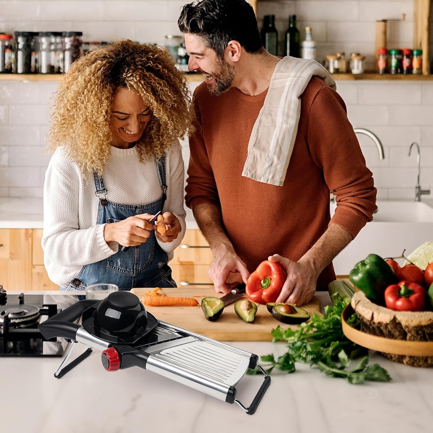 X Home Stainless Steel Mandoline Slicer for Kitchen, Adjustable Food Slicer for Vegetable, Cucumber, Potato, Cleaning Brush & Food Pusher Included - Image 10