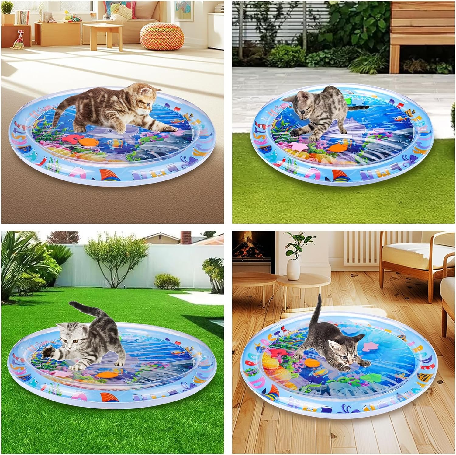 Palksky Cat Water Mat for Cats, Upgraded-Thicken Unbreakable Cat Splash Play Mat, Cat Water Play Mat for Indoor Cats, Interactive Cat Enrichment Toys for Self Play - Image 9