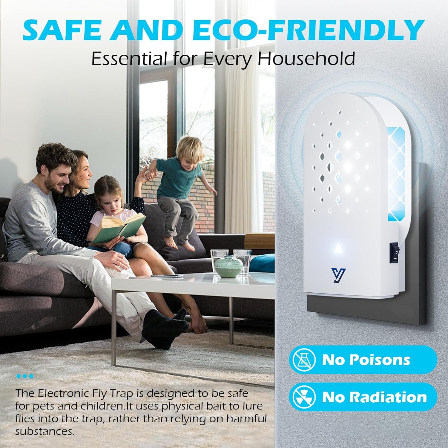 Electronic Flying Insect Trap 2 Pack Plug in Flea Mosquito Fly Catcher Gnat Moth Bug Killer with Night Light UV Attractant and Sticky Boards for Home Office Garage - Image 3