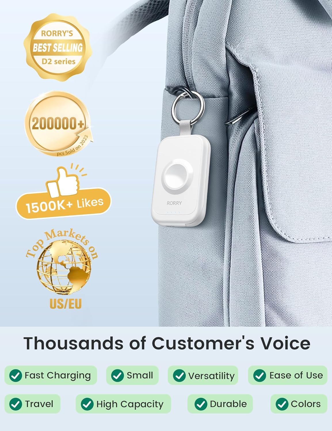 RORRY Charger for Apple Watch Series 10, 2500mAh Fast Charging Portable Charger for iWatch, Wireless Magnetic Travel Charger for Apple Watch Ultra Series 9 8 7 6 4 5 3 2 SE Accessories, White - Image 7