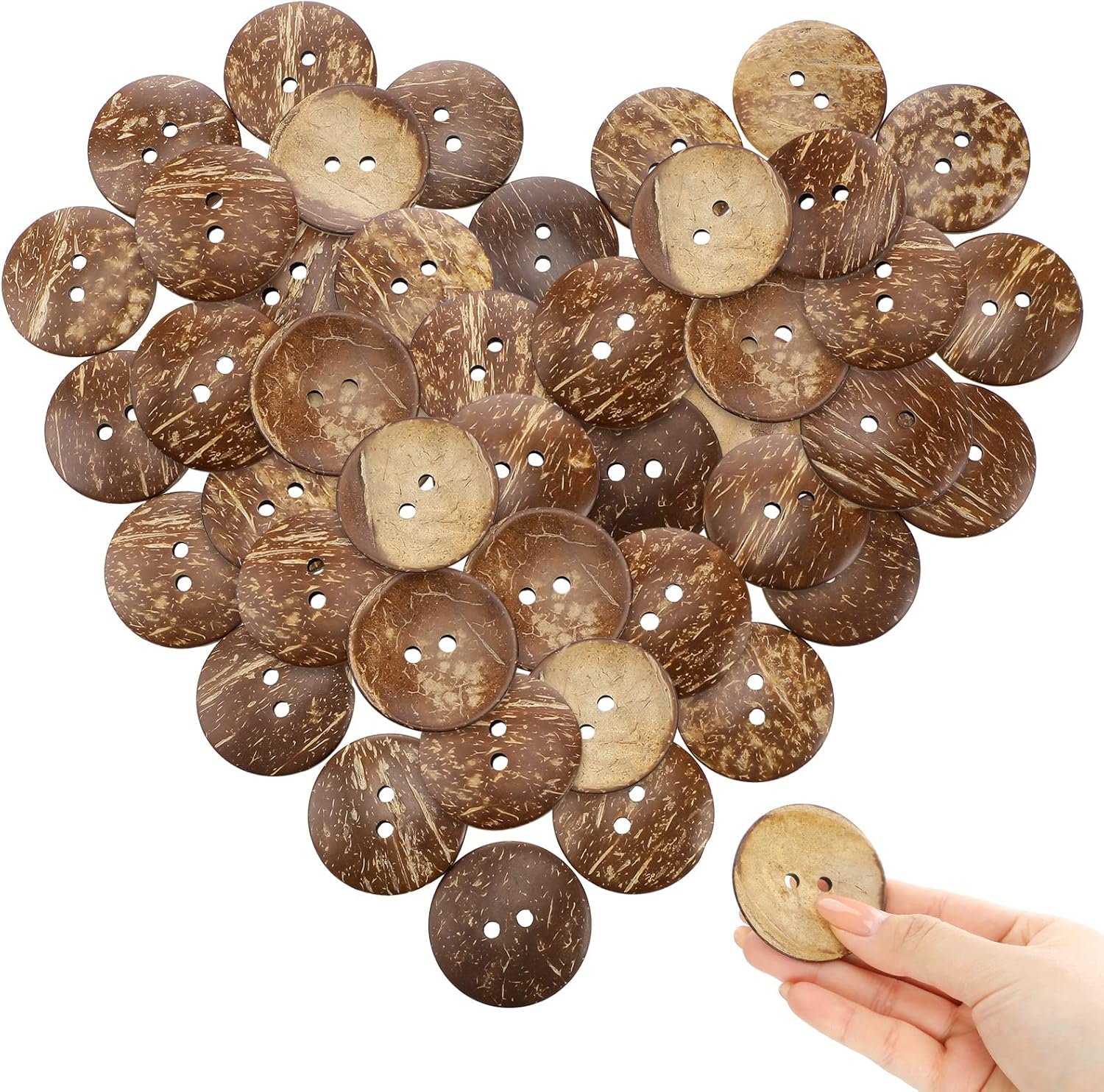 Riceshoot 20 Pcs 2 Inches Coconut Shell Buttons Coconut 2 Holes Button Sewing Buttons for Shirt DIY Crafts Decorations - Image 2