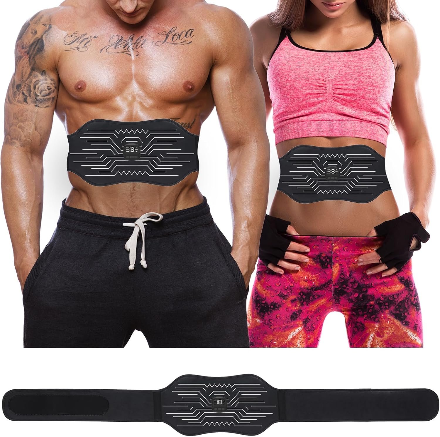 FDA Cleared, ABS Stimulator - EMS Muscle Stimulator - Portable Muscle Toner for Abdomen - Fitness Ab Workout Equipment for Women and Men, Black White - Image 2