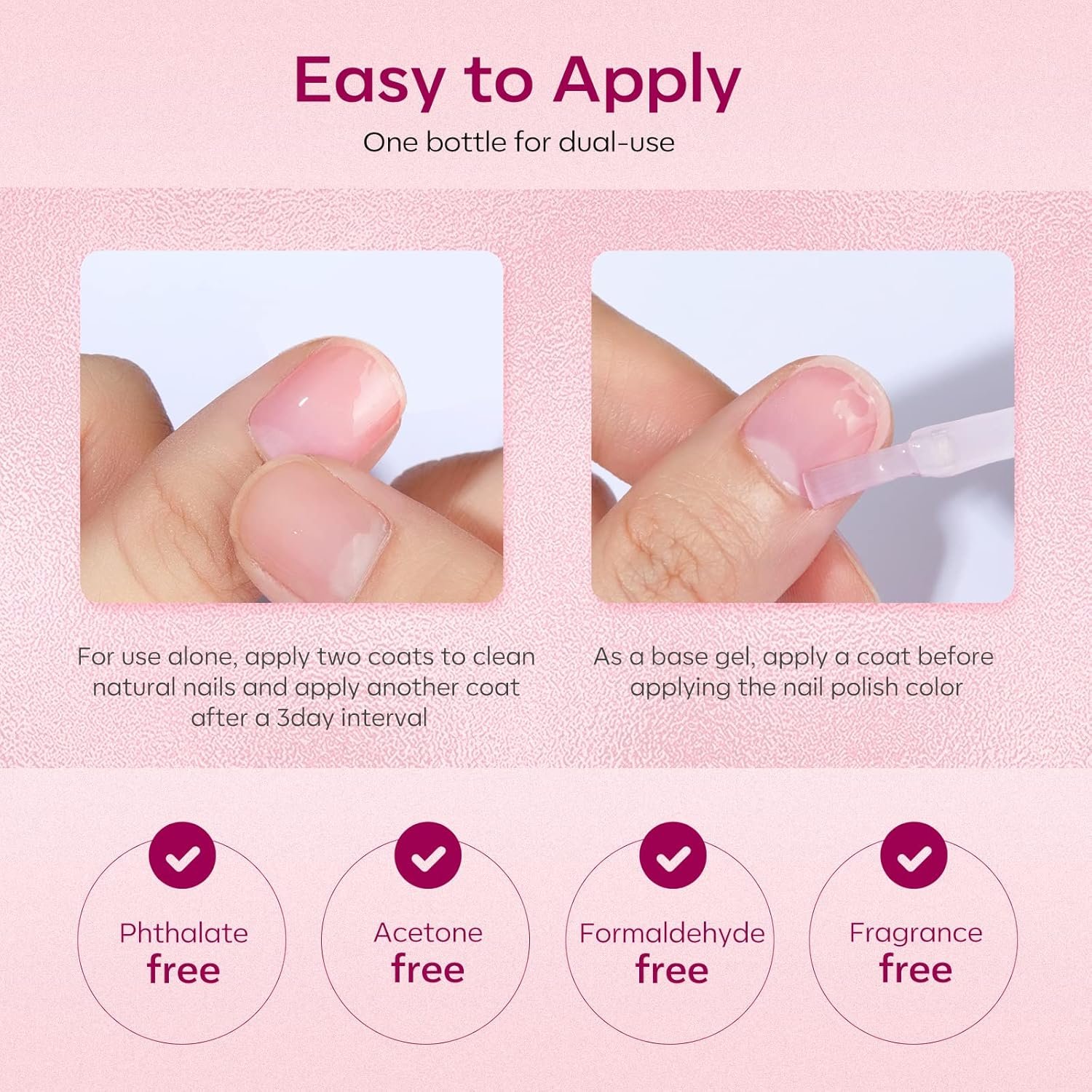 Modelones Nail Strengthener for Thin Nails and Growth, Treatment Repair Damaged Nails, Hardener Extra Strong Nail Care Quick Dry Base Coat Nail Polish, 0.5 oz, 1-Pack - Image 9