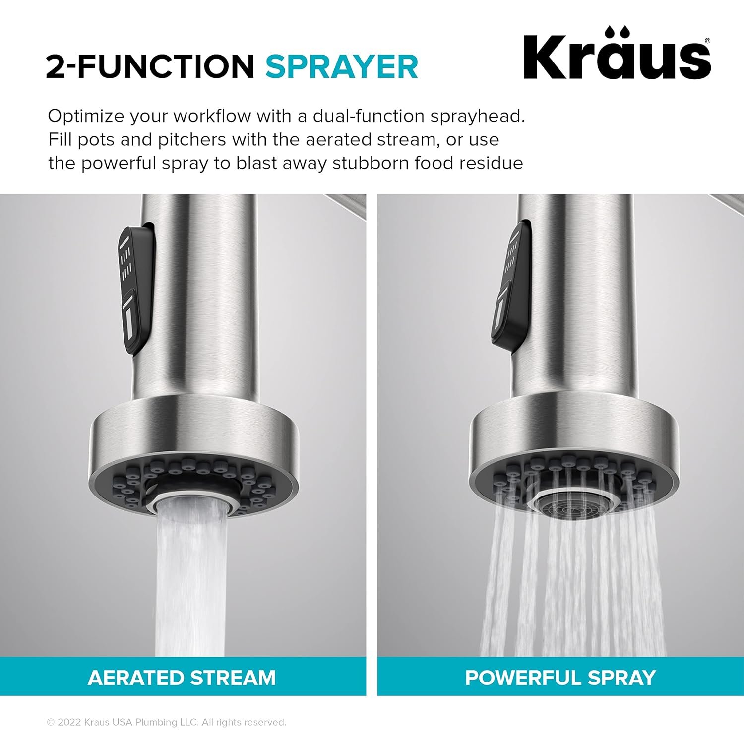 KRAUS Bolden Touchless Sensor Commercial Style 2-Function Single Handle Pull Down Kitchen Faucet in Brushed Brass/Matte Black, KSF-1610BBMB - Image 12