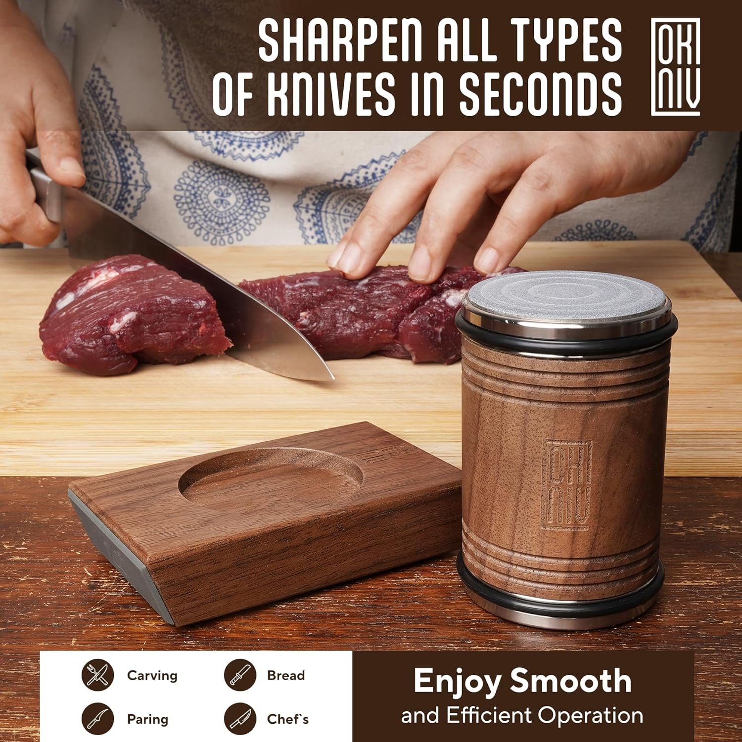 Rolling Block Knife Sharpener – 3-Magnet Support Ceramic Disc Kitchen Knife Sharpener for Chef’s Knives, Bread Knives, Japanese Knife – Non-Slip Silicone Feet Knife Sharpeners for Kitchen Knives - Image 5