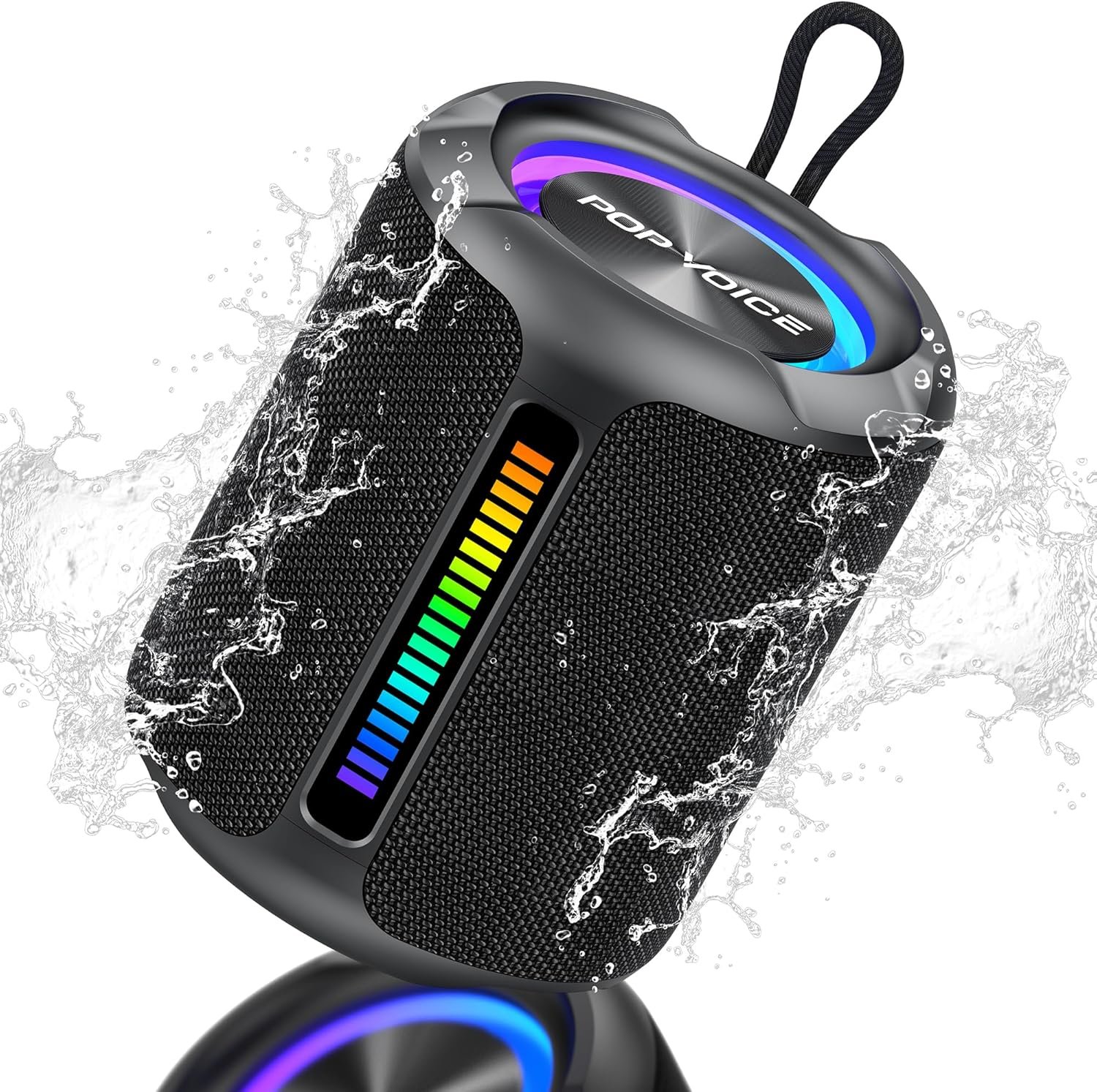 PoP voice Portable Wireless Bluetooth Speaker,50W Peak Stereo Sound Shower Speaker,IPX7 Waterproof Speaker with Deep Bass,RGB Light,Preset EQ,TWS,for Home/Camping/Gifts, BT5.3 Speaker,Up to 24H - Image 2