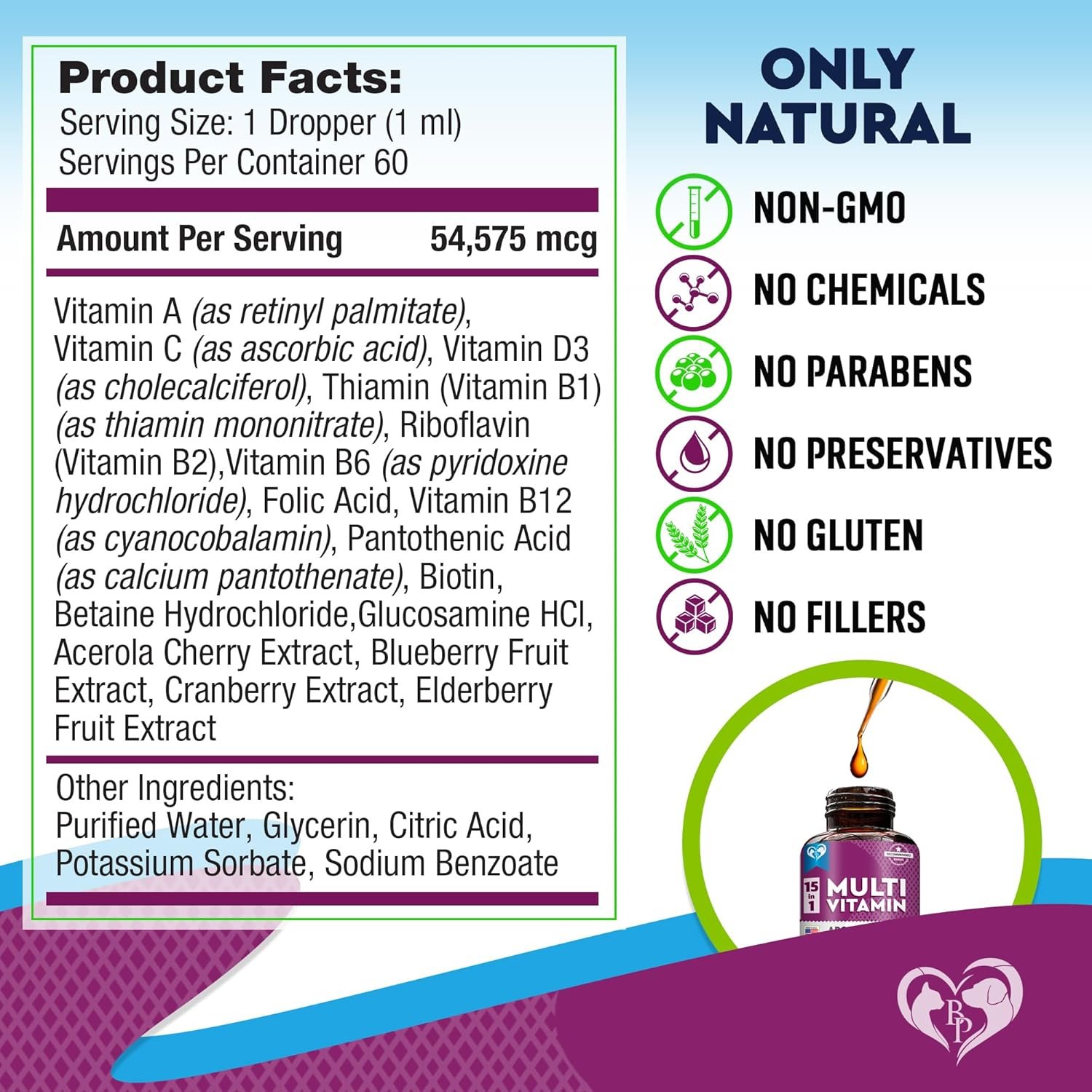 Cat & Dog Multivitamin Liquid with Glucosamine & Cranberry | 15 in 1 Health Supplements for Urinary Tract Kidney, Bladder, Hip & Joint, Skin & Coat | Natural UTI Medicine Made in USA (60 ml) - Image 8