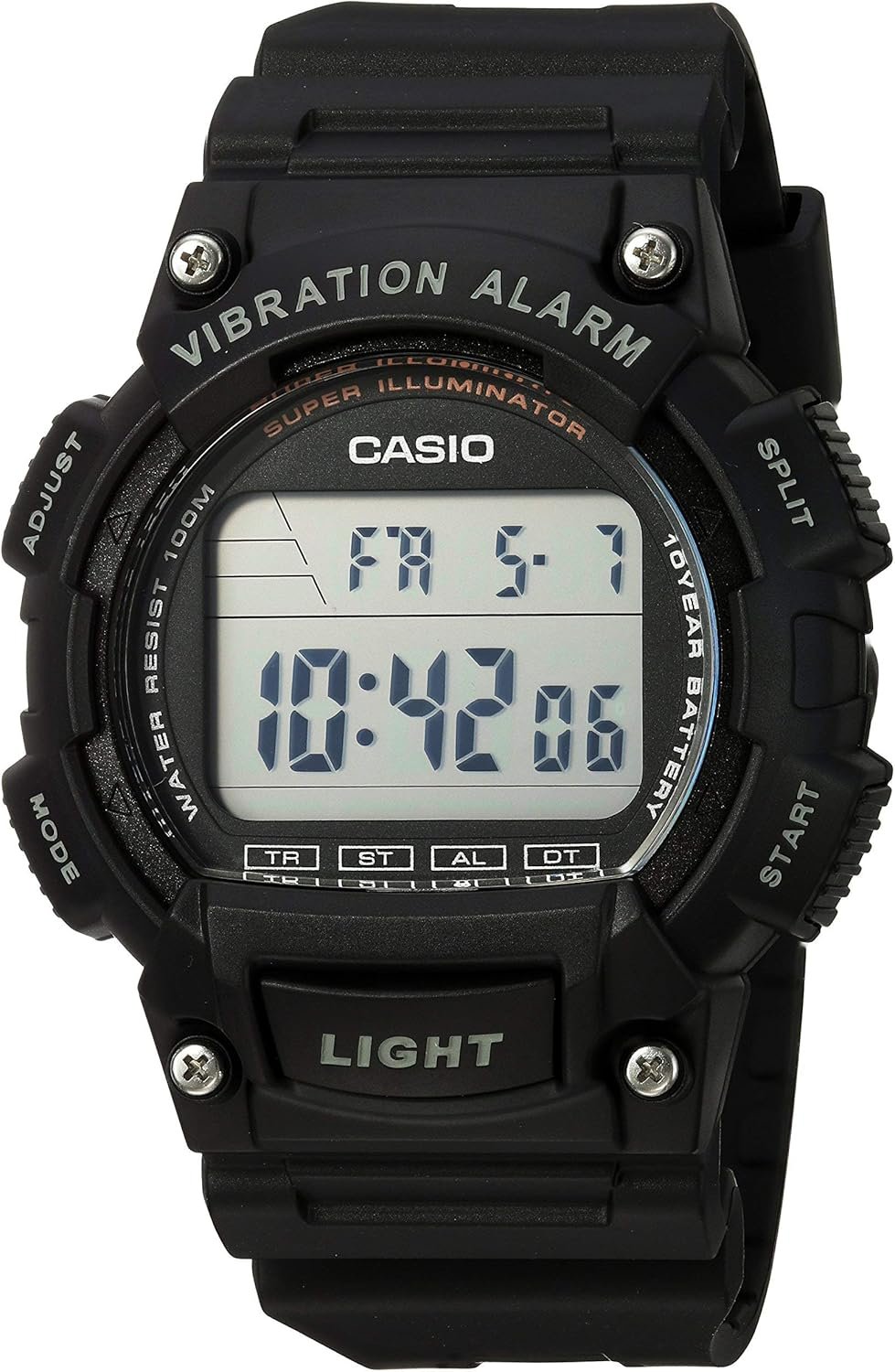 Casio Men's 'Super Illuminator' Quartz Resin Casual Watch, Color:Black (Model: W-736H-1AVCF) - Image 2