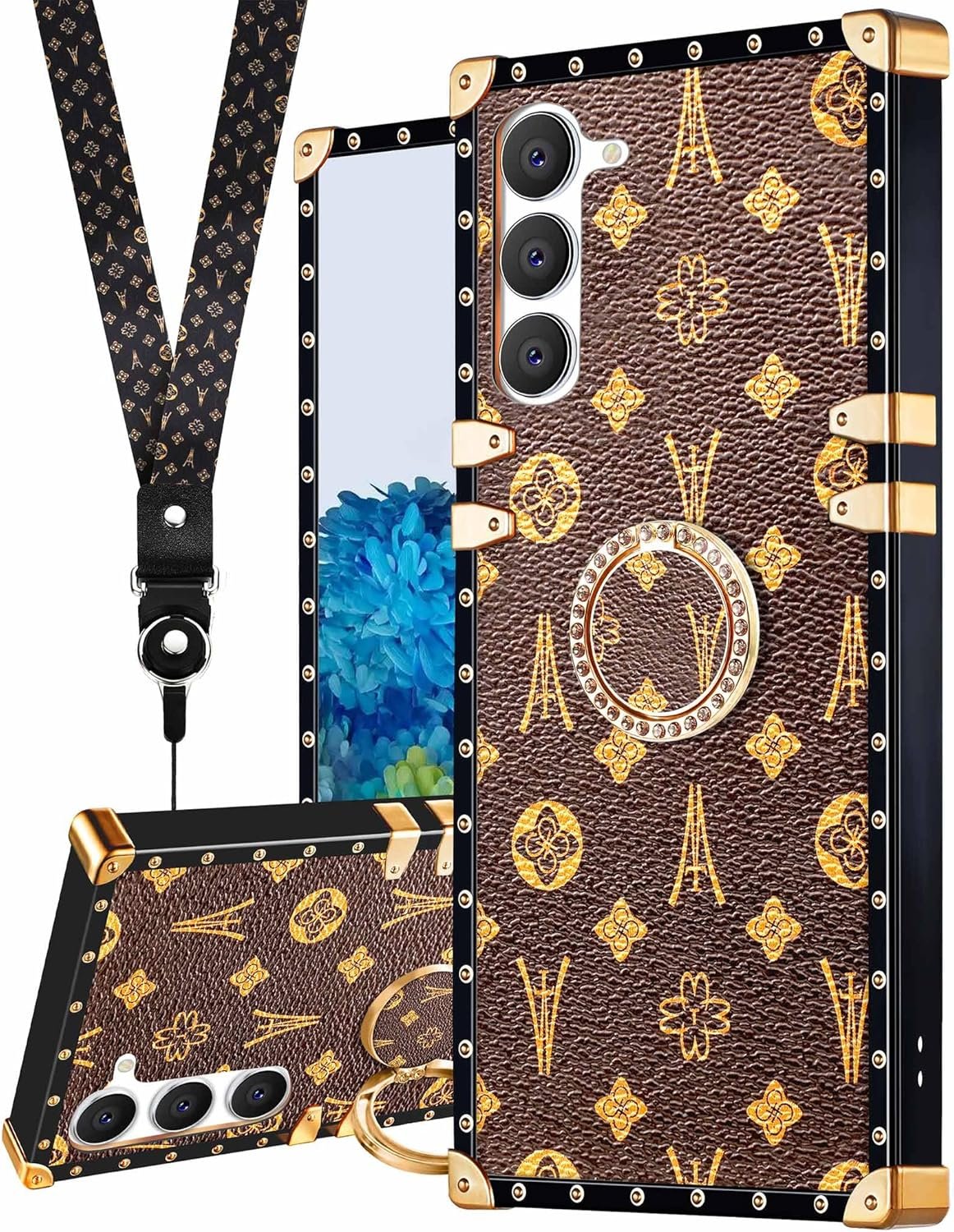 Loheckle for Samsung Galaxy A14 5G Case for Women, Designer Cases for Samsung A14 5G Case with Ring Stand Holder and Lanyard, Stylish Tower Luxury Cover for Galaxy A14 5G 6.6 Inch - Image 2