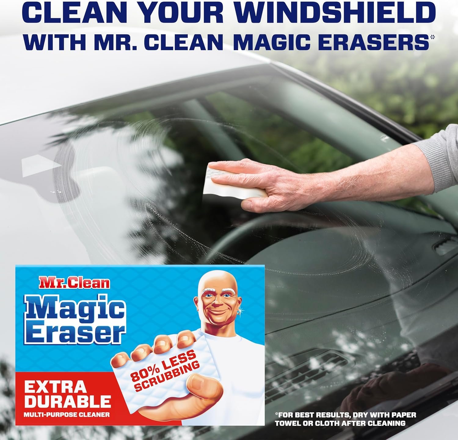 Mr. Clean Magic Eraser, Extra Durable, Shoe, Bathroom, Shower, and Car Window and Windshield Cleaner, Cleaning Pads with Durafoam, 10 Count - Image 5