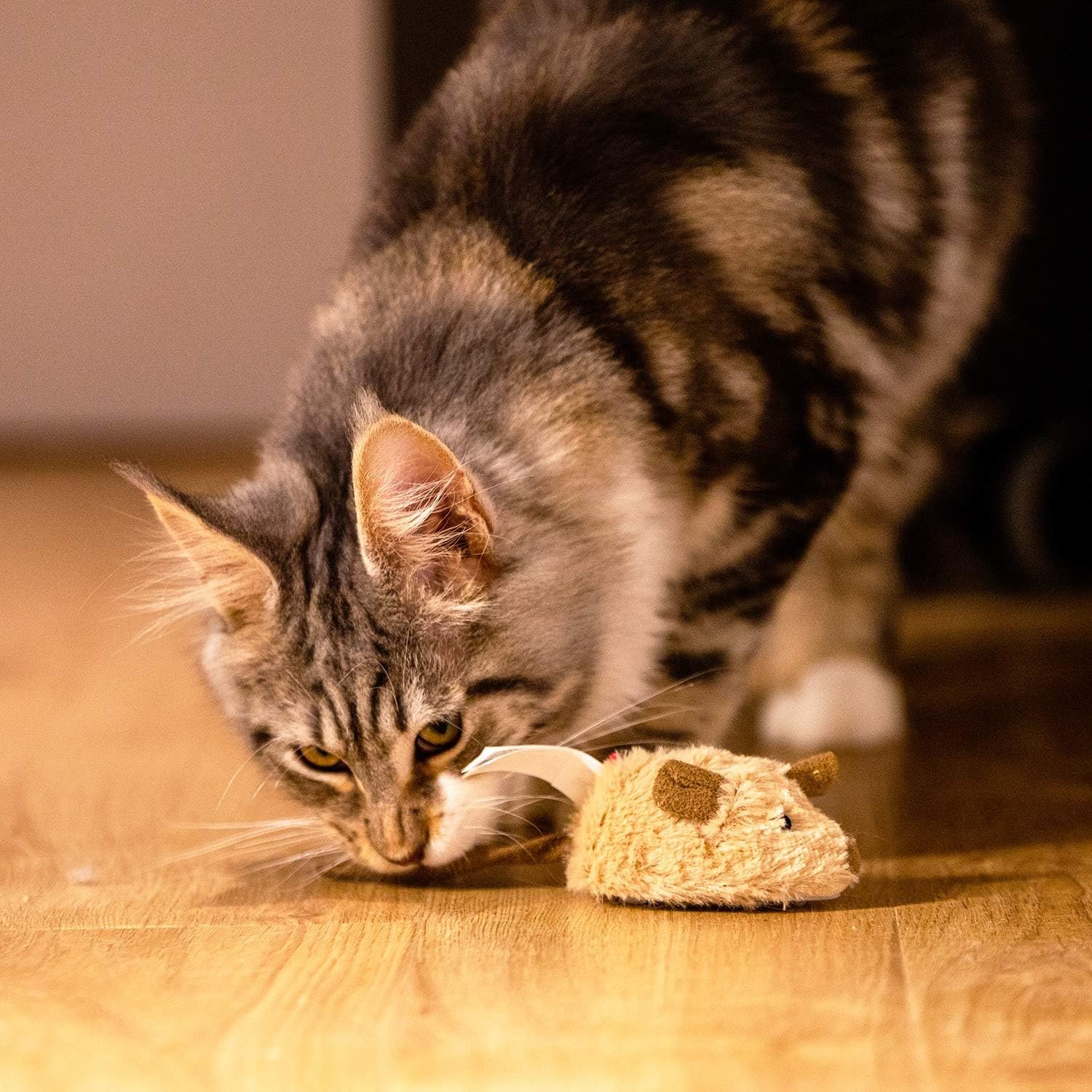 Gigwi Interactive Cat Toy Mouse, Moving Automatic Cat Toys Mice Electronic with Furry Tail, Automatic Squeaky Cat Toys for Kitten Indoor/Outdoor Exercise (Brown-Ear) - Image 8