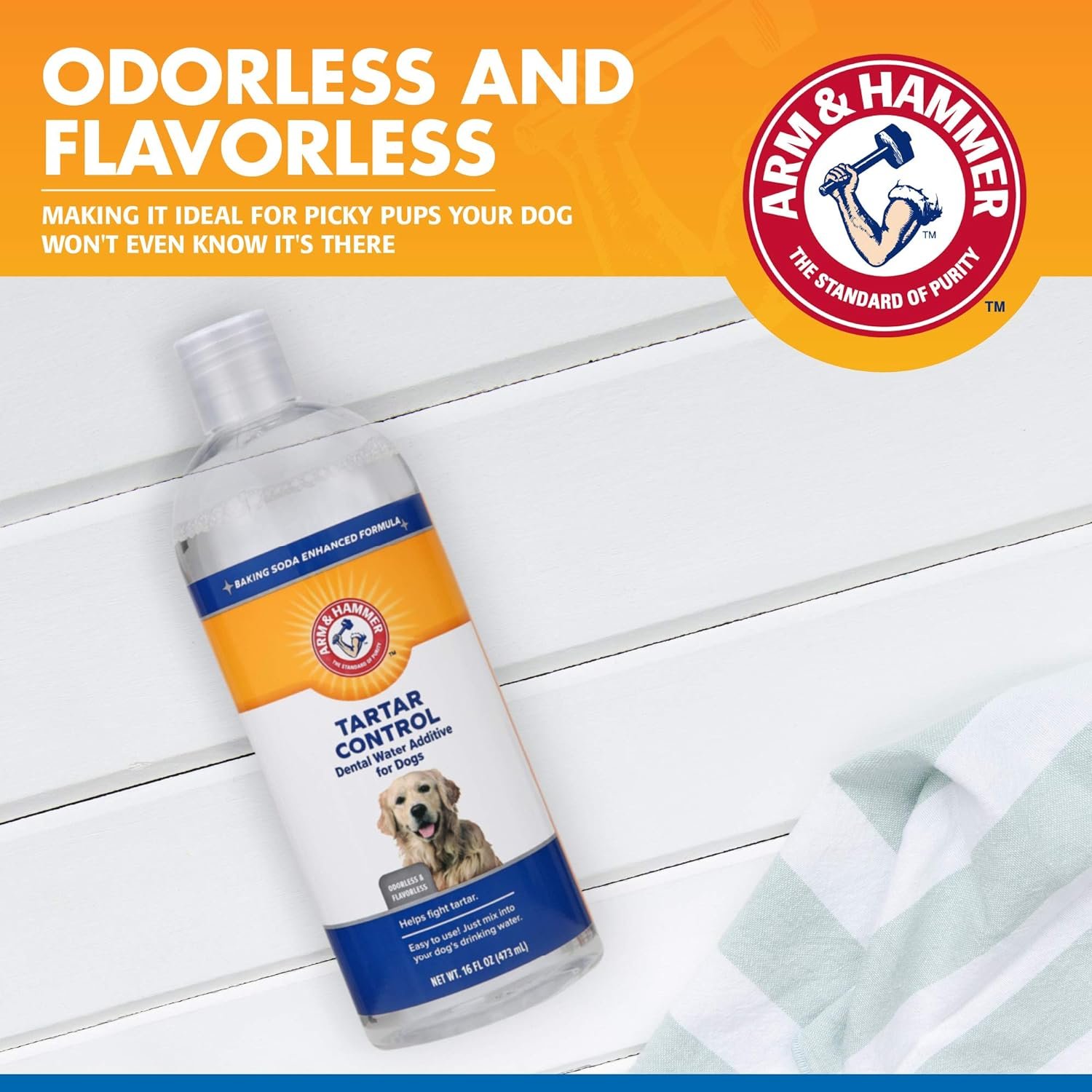 Arm & Hammer Dog Water Additive for Dental Care - Bad Breath Eliminator for Dogs & Dog Breath Freshener - Dog Tooth Plaque Cleaner & Dog Tartar Remover - 16 Fl Oz Dental Rinse for Dogs - Pack of 1 - Image 7