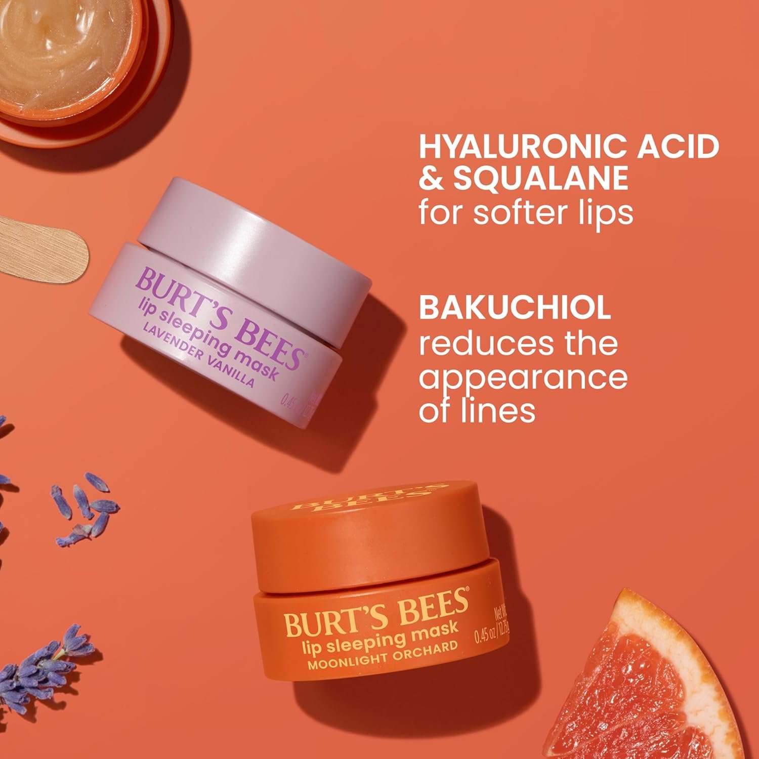 Burt’s Bees Stocking Stuffers, Lavender Vanilla Lip Sleeping Mask, With Hyaluronic Acid and Squalane Moisturizer To Instantly Hydrate Lips, Overnight Lip Mask, Lip Treatment Christmas Gifts, 0.45 oz. - Image 4