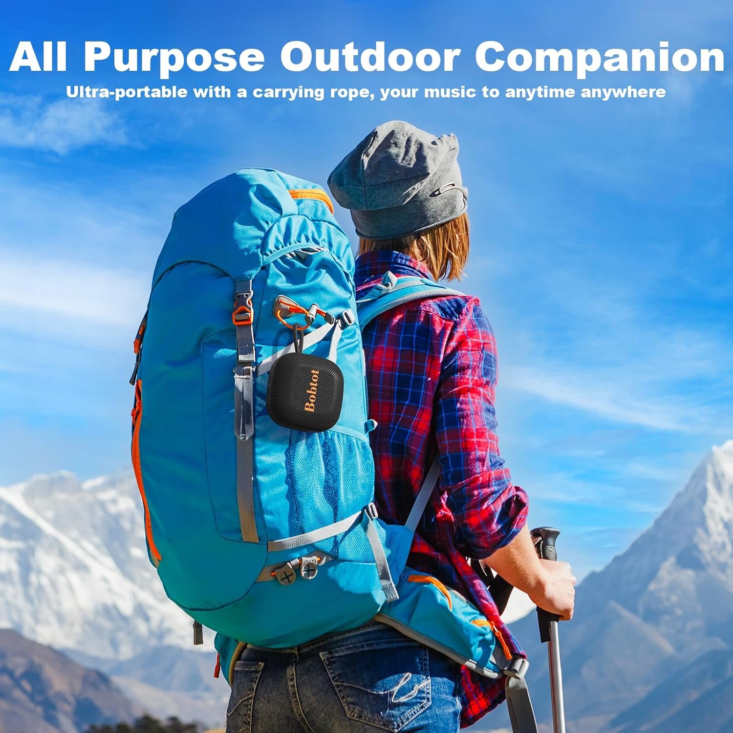 Bobtot Portable Bluetooth Speakers Wireless Speaker - Waterproof Mini Shower Speaker with 16 Hours Playtime, Loud Stereo Sound, Rich Bass, TWS, Built-in Mic for Home Travel Sport, Black - Image 3