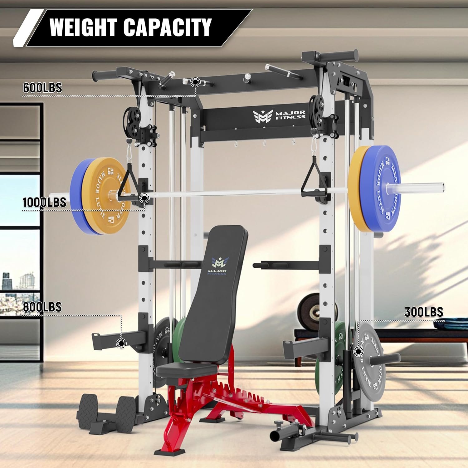 MAJOR FITNESS F22 Multi-Functional Power Rack—1600lbs Capacity All-in-One Squat Rack with Dual Pulley System for Home Gym Strength Training - Image 9