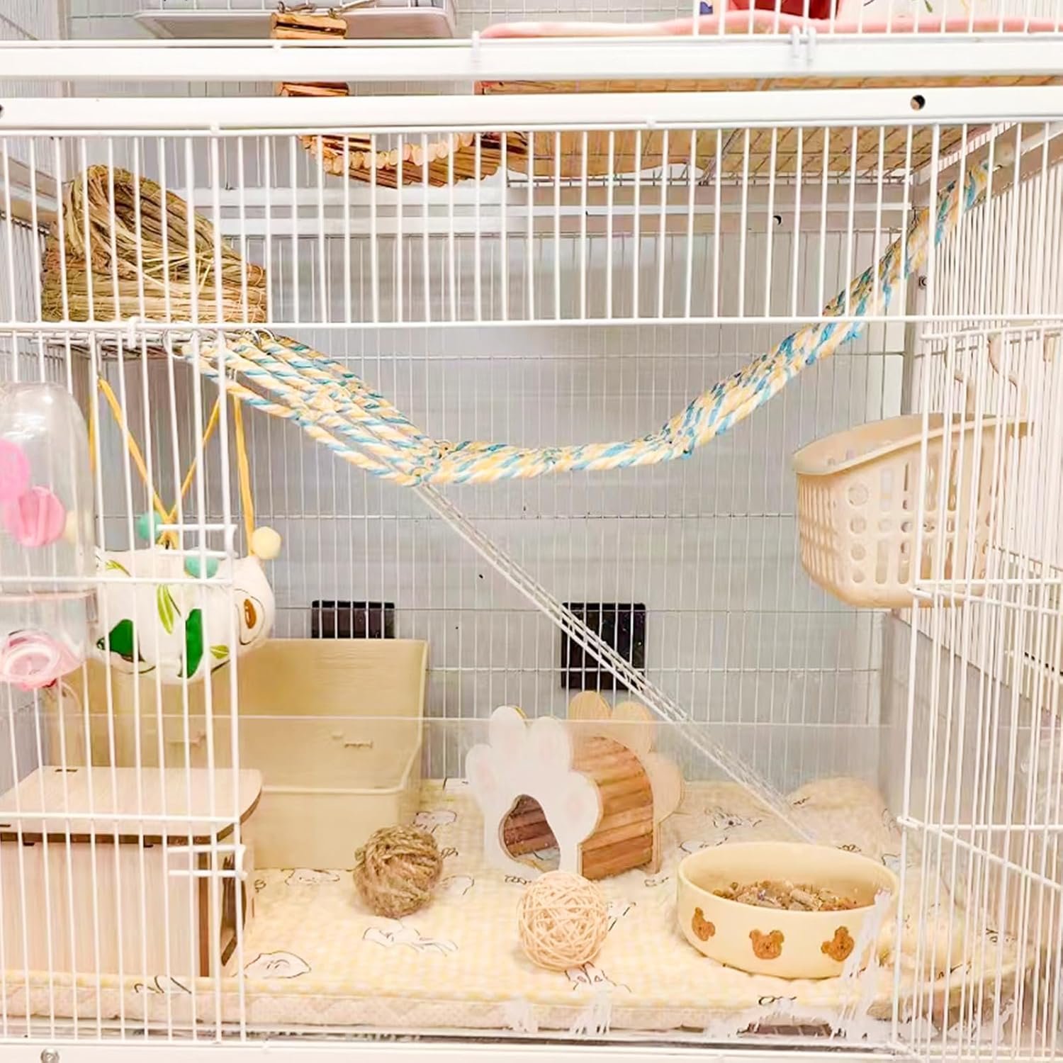 2 Pack Rat Climbing Toy, Bird Swing Toy, Hanging Rat Rope Net Toy, Bird Rope Perch Stand Toy, Parrot Climbing Ladder Bridge Toy, Small Animal Cage Accessories for Bird Parrot Hamster Rat Sugar Glider - Image 3
