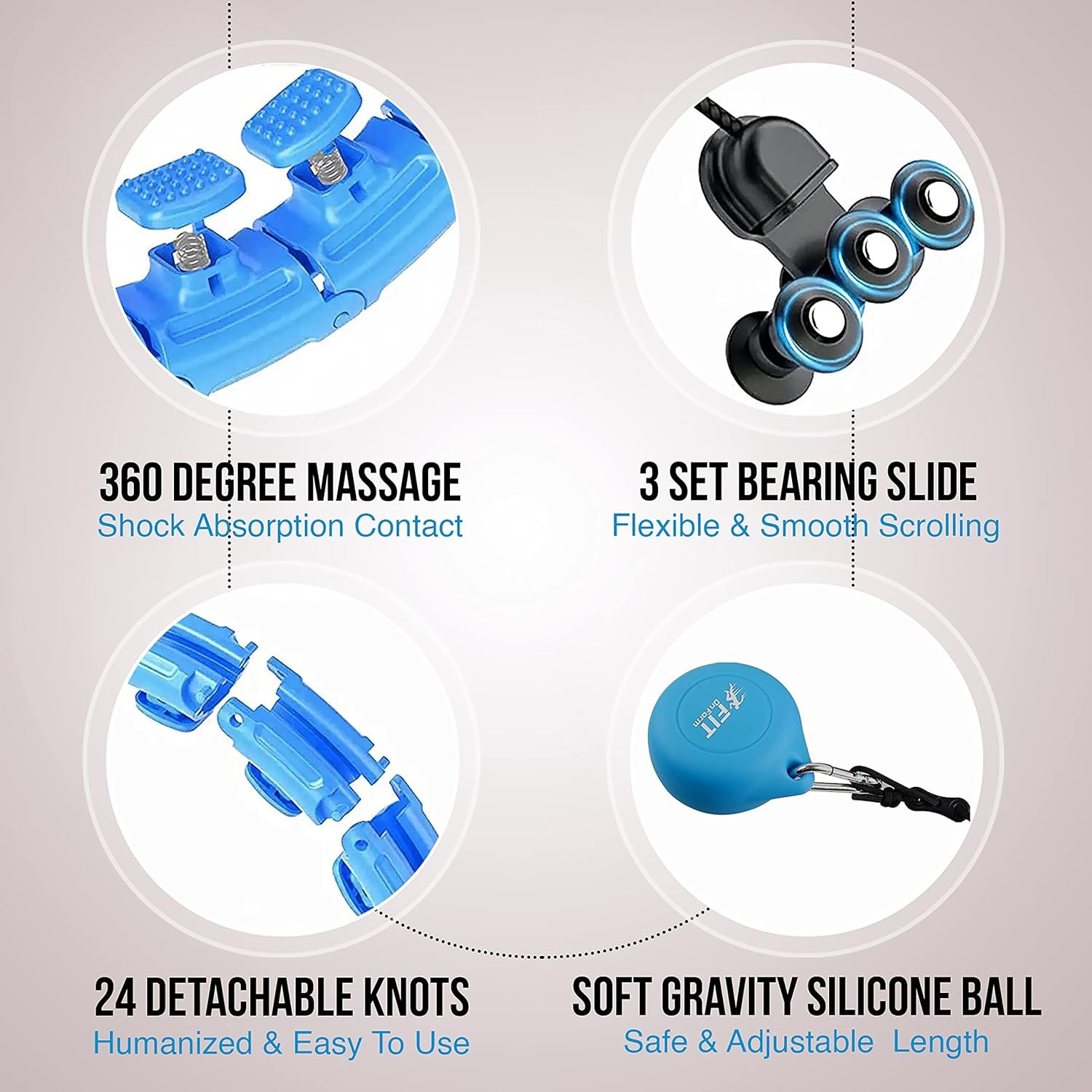 FIT ON FORM Infinity Weighted Hula Fit Hoop for Adult Weight Loss, 2 in 1 Smart Fitness Exercise Hoop for Women Abs Workout, 24/28/32 Detachable Knots - Image 7