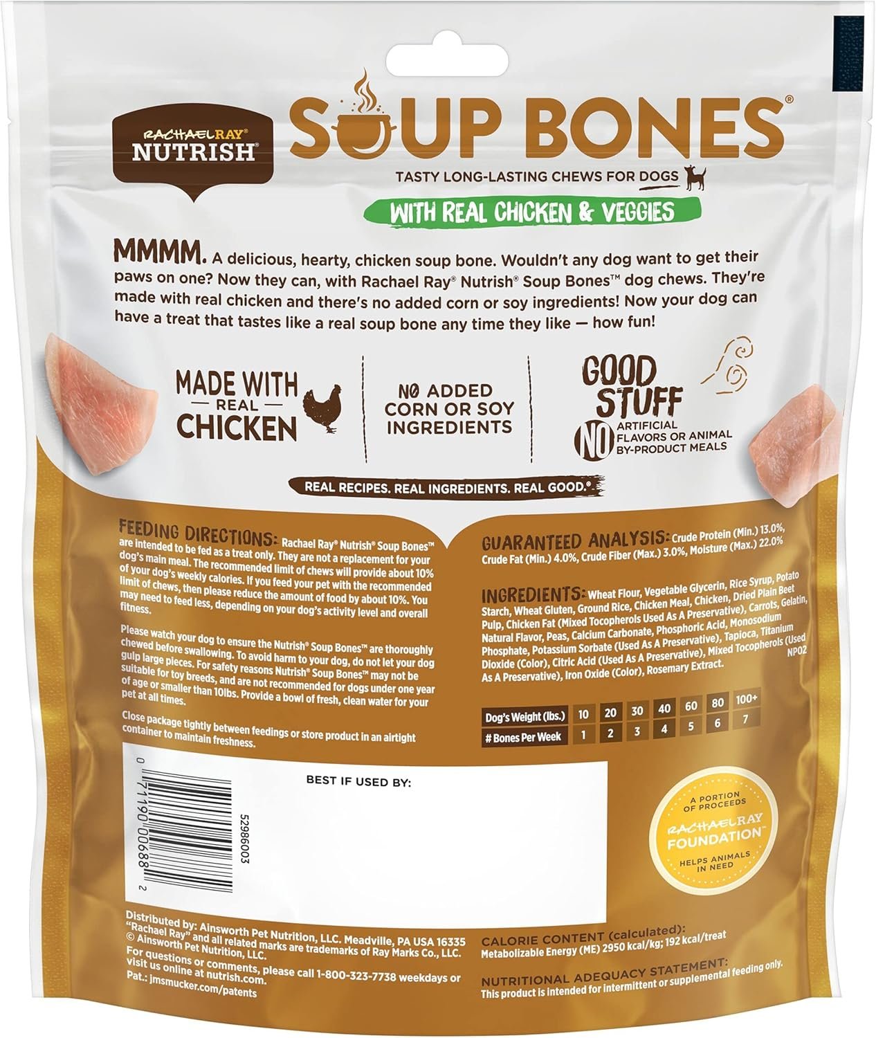 Rachael Ray Nutrish Soup Bones Dog Treats, Chicken & Veggies Flavor, 6 Bones - Image 4